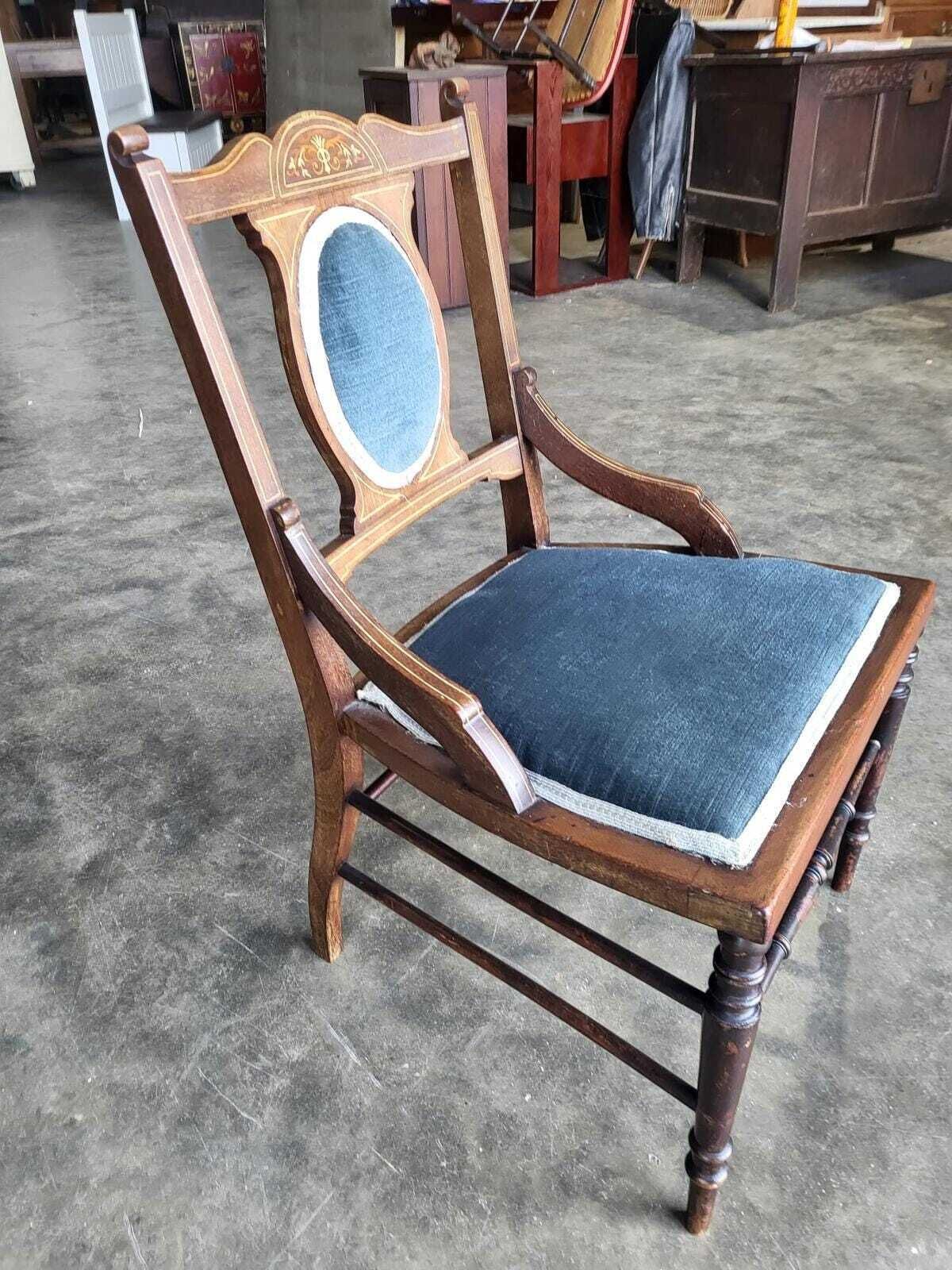 photo for sale Antique Edwardian Small Bedroom Bathroom Inlaid Chair