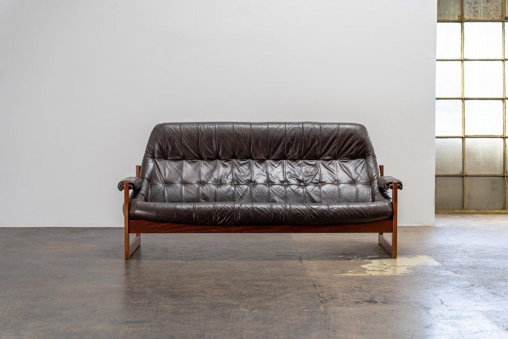 Brazilian Modern Leather Sofas And Lounge Chair By Percival Lafer, 1970s, Set Of 3 photo vinterior