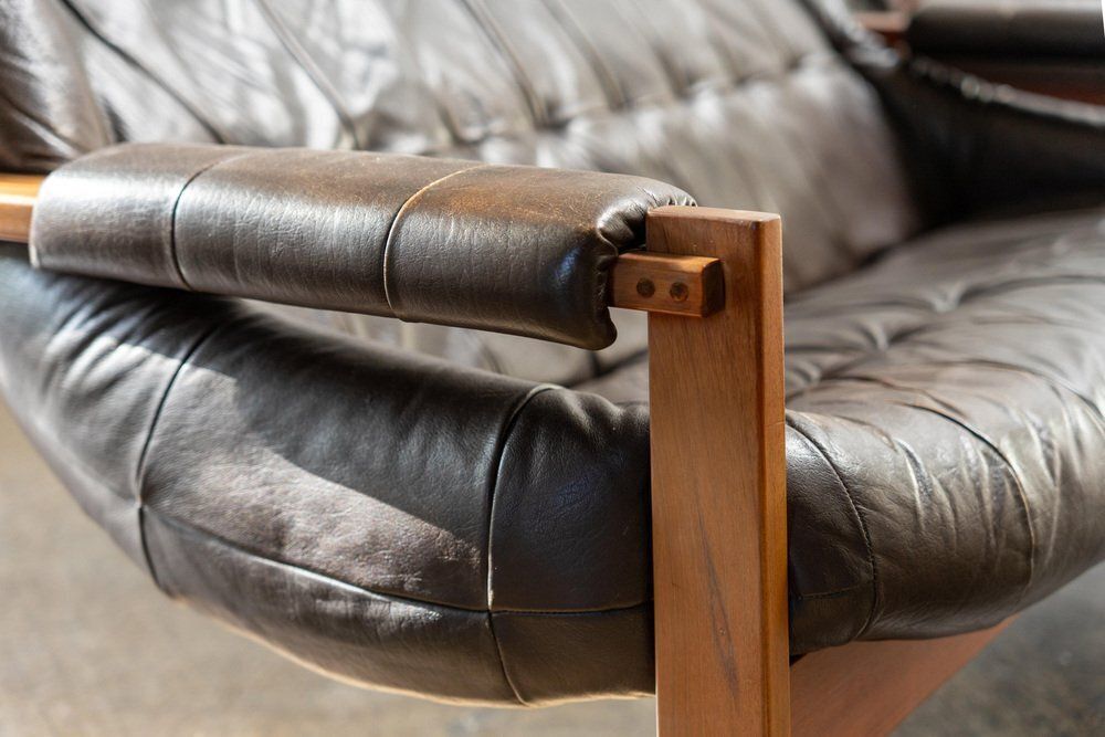 13914.0 Brazilian Modern Leather Sofas And Lounge Chair By Percival Lafer, 1970s, Set Of 3 photo