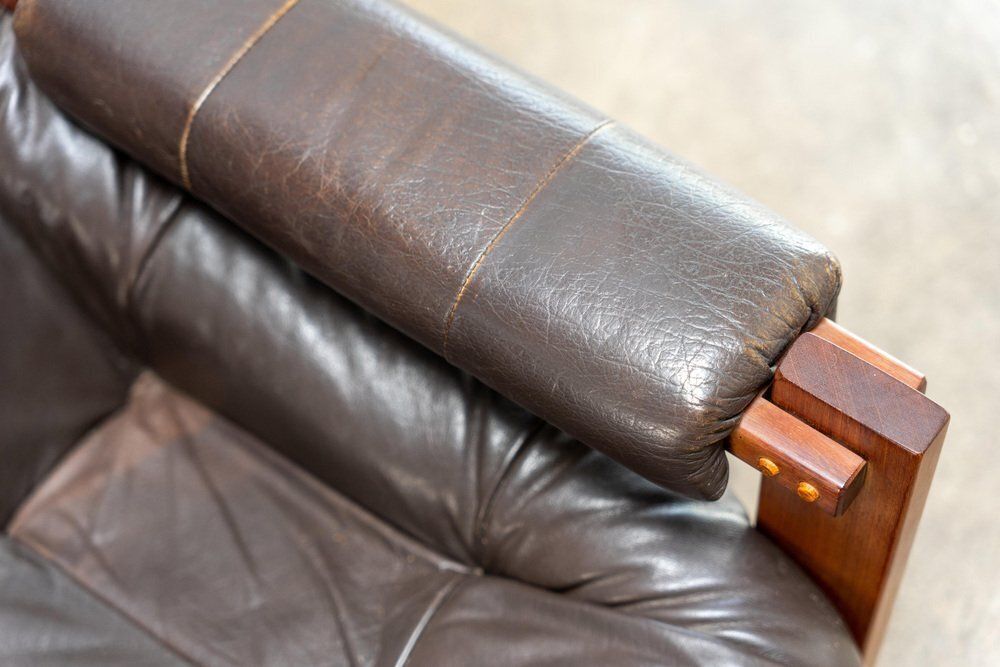 photo buy Brazilian Modern Leather Sofas And Lounge Chair By Percival Lafer, 1970s, Set Of 3