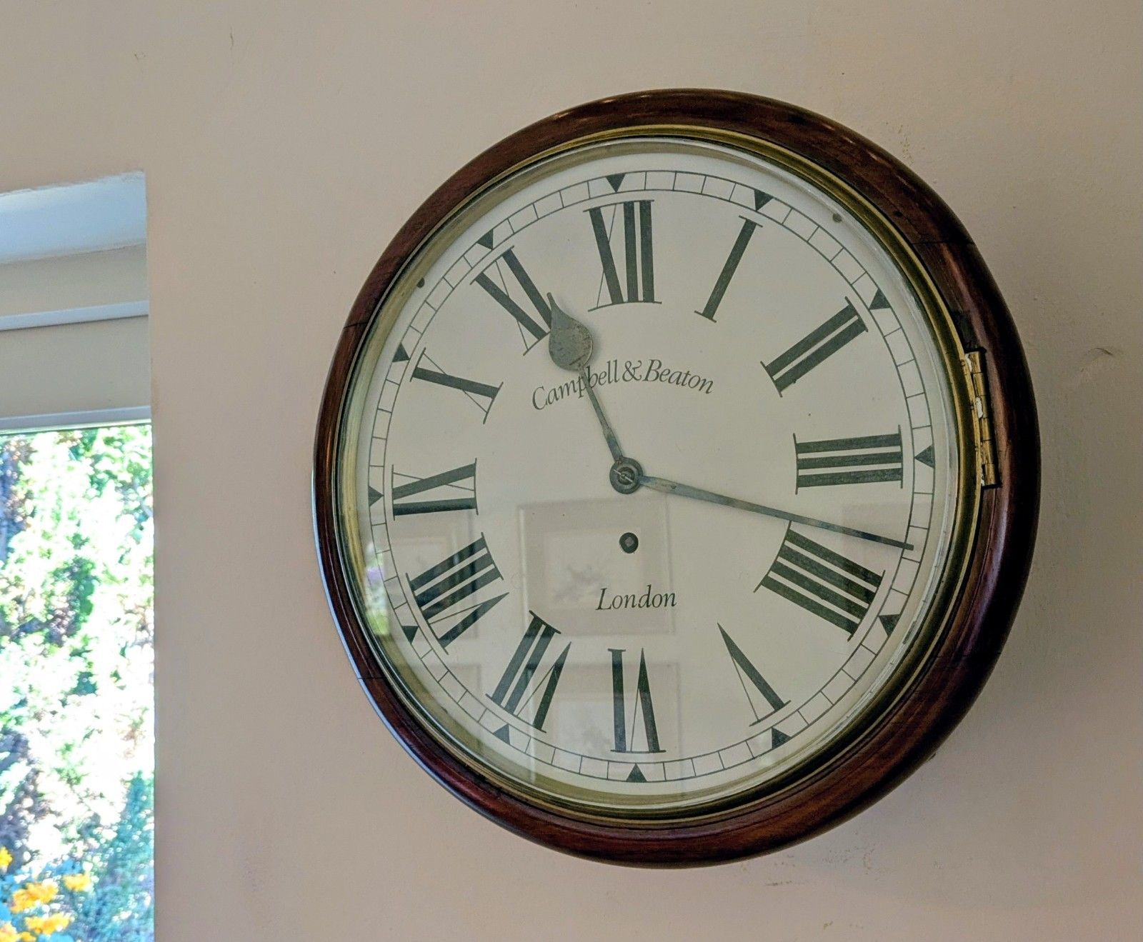 19th Century Mahogany Station Clock London Fusee Movement photo for sale