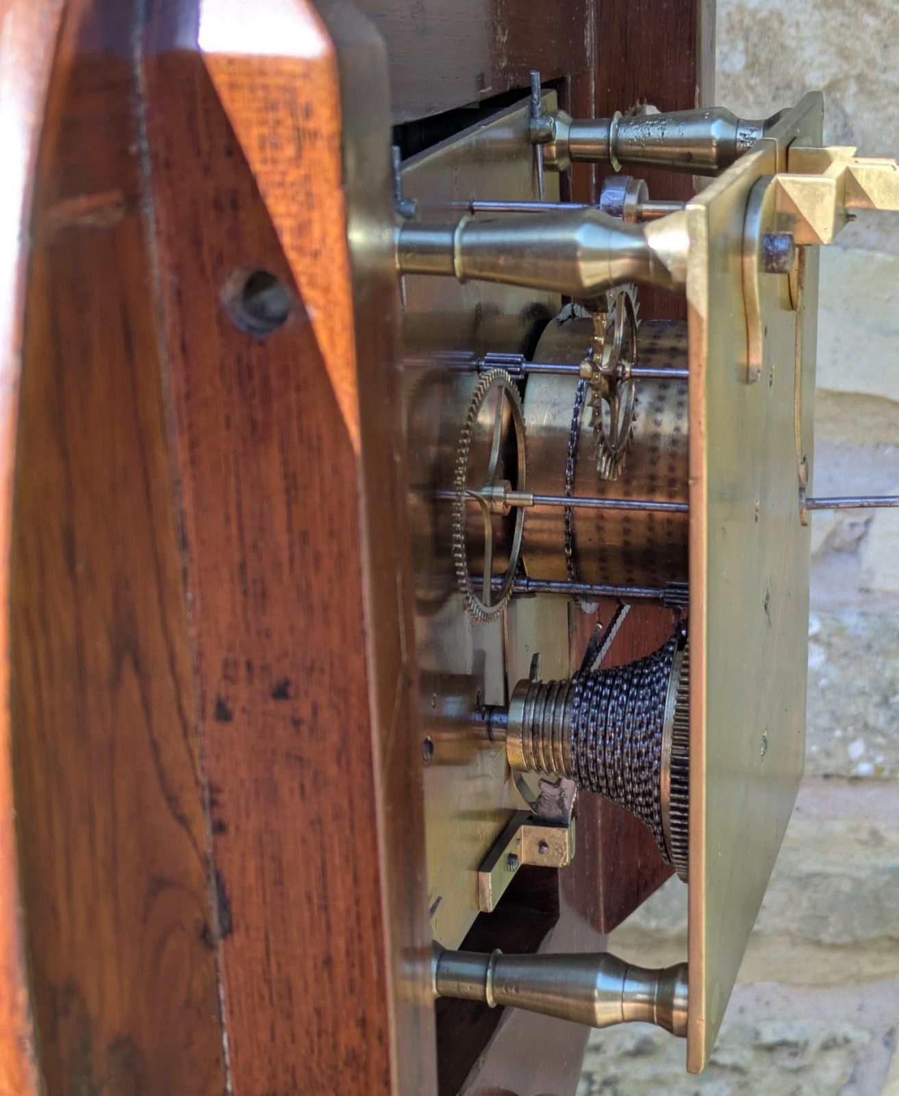 19th Century Mahogany Station Clock London Fusee Movement photo vintage