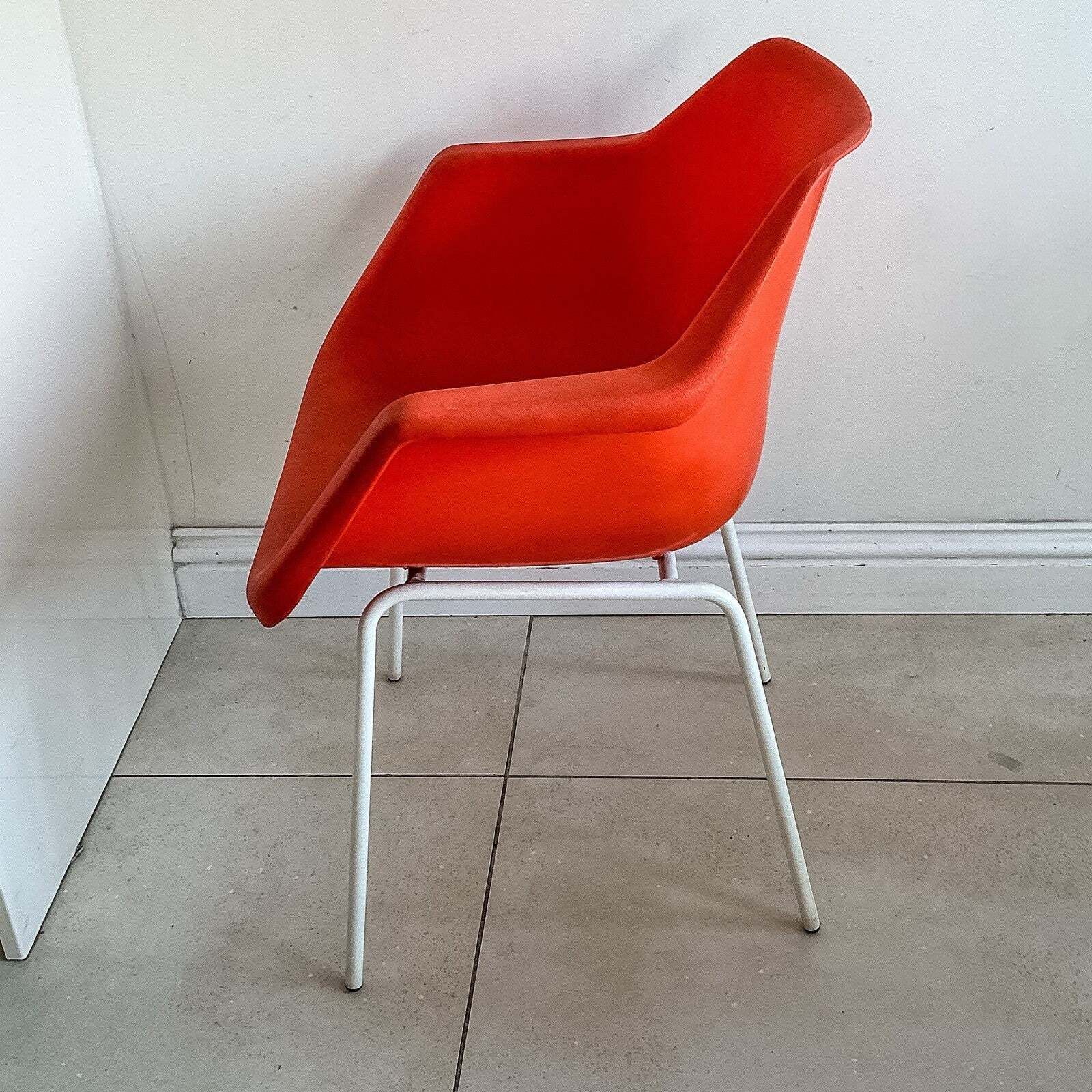 Robin Day For Hille Early Original Orange Hille Bucket Armchair Chair 70s photo furniture