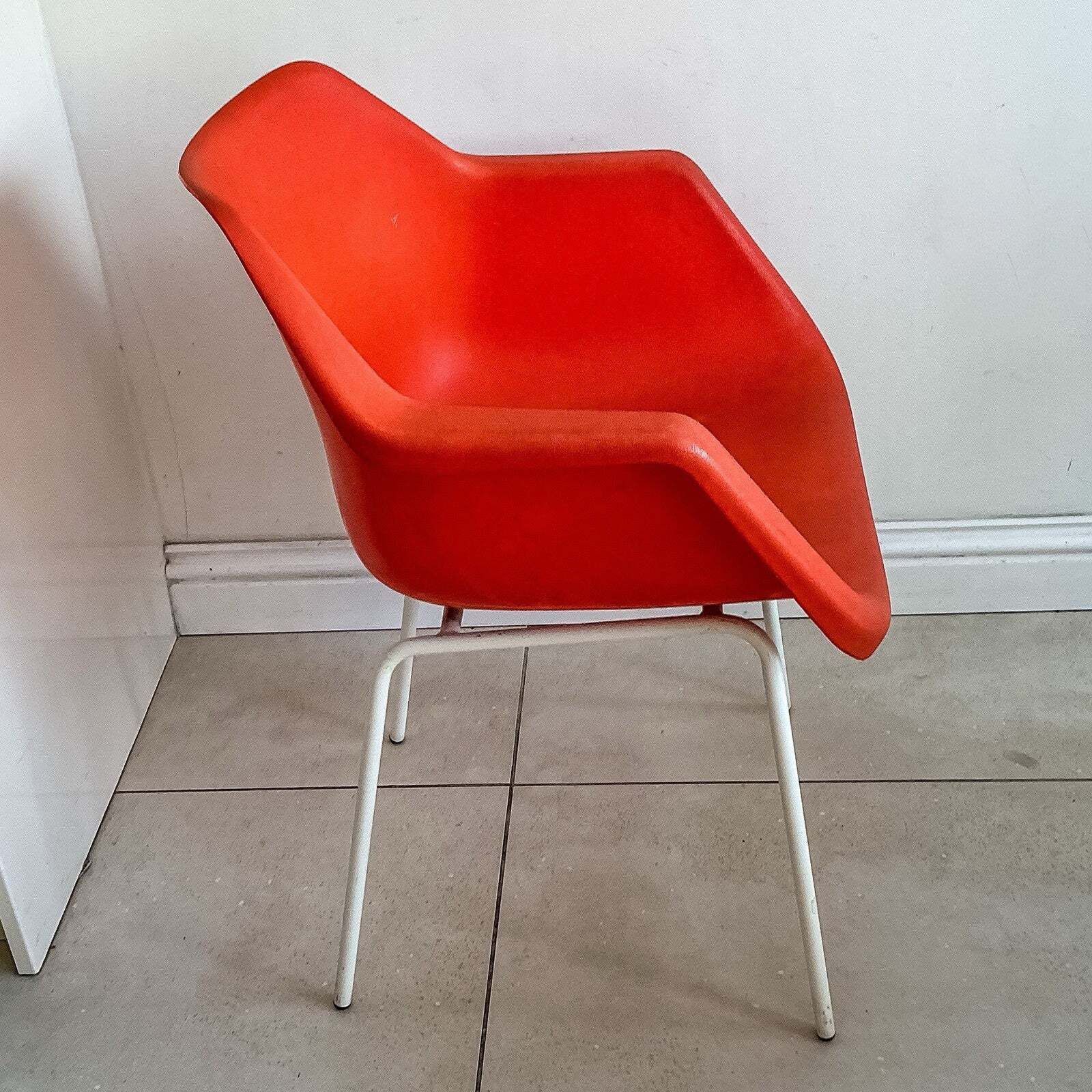 Robin Day For Hille Early Original Orange Hille Bucket Armchair Chair 70s photo Furniture
