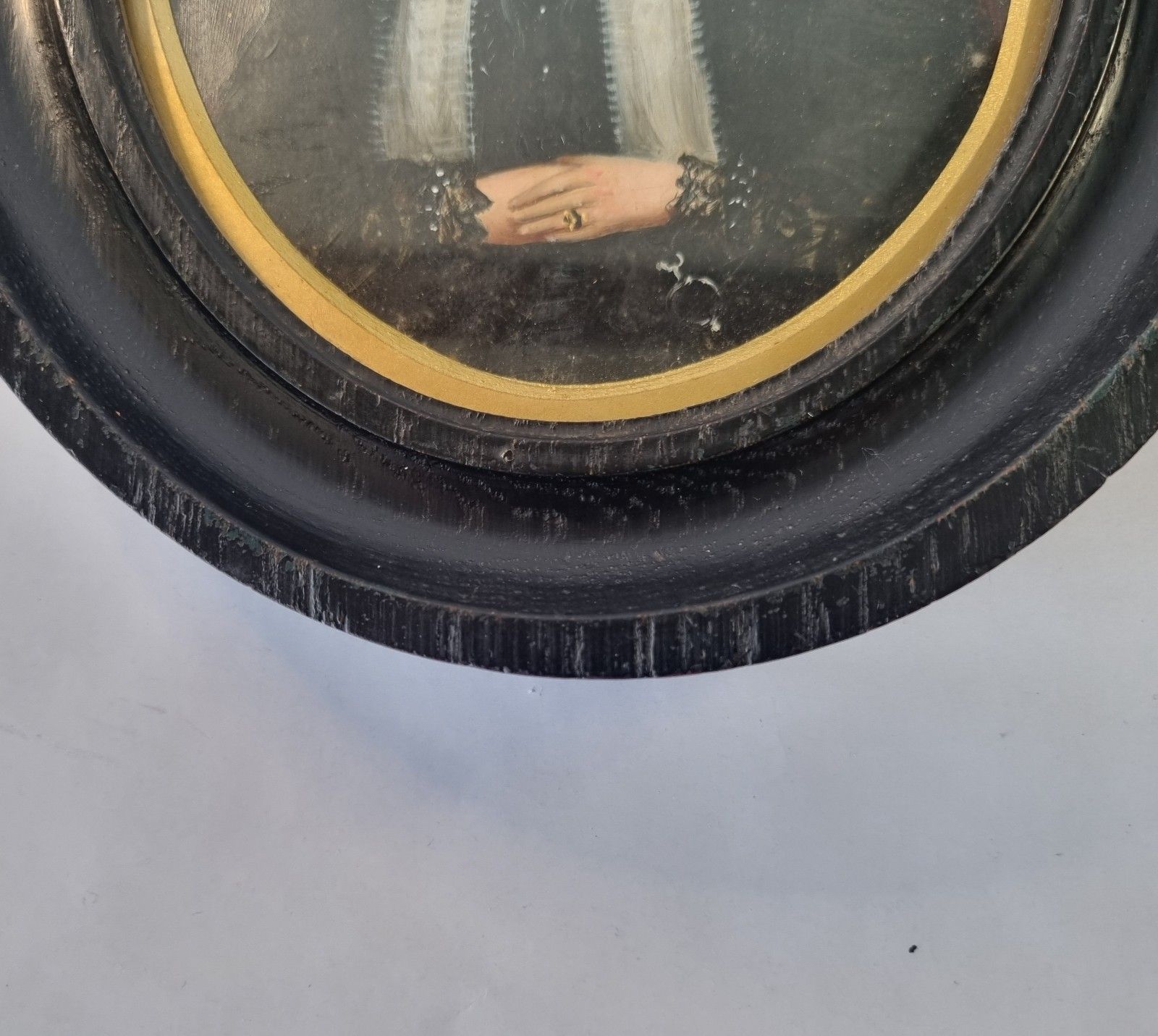 Small Antique 19th Century Oil Painting Portrait Woman Oval Framed 23.5cm X 20cm photo buy
