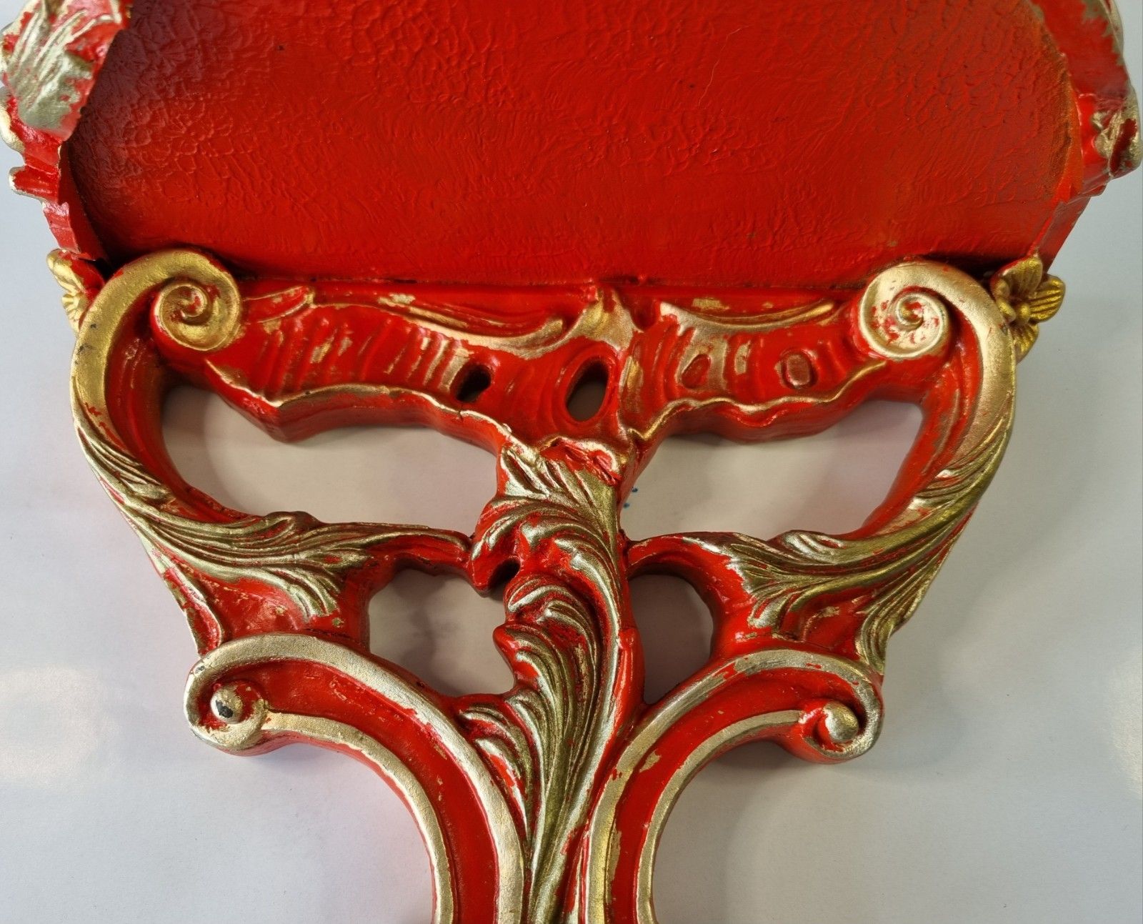 photo for sale 2 Vintage Astonea Ornate Wall Shelf Bracket Console  Gold Red Resin Rococo Style