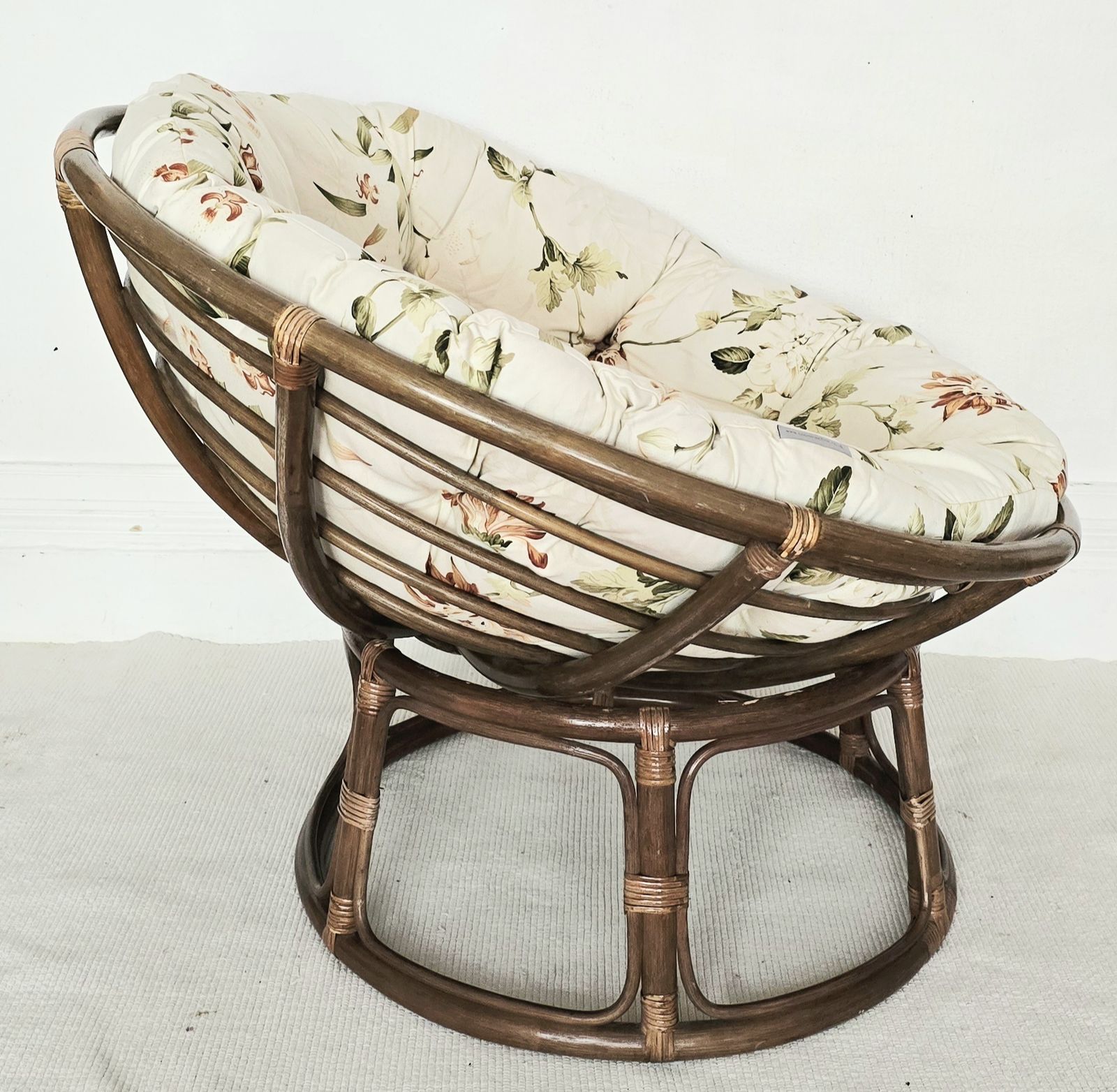 A Mid Century Bamboo Papasan Chair With Original Cushion photo furniture