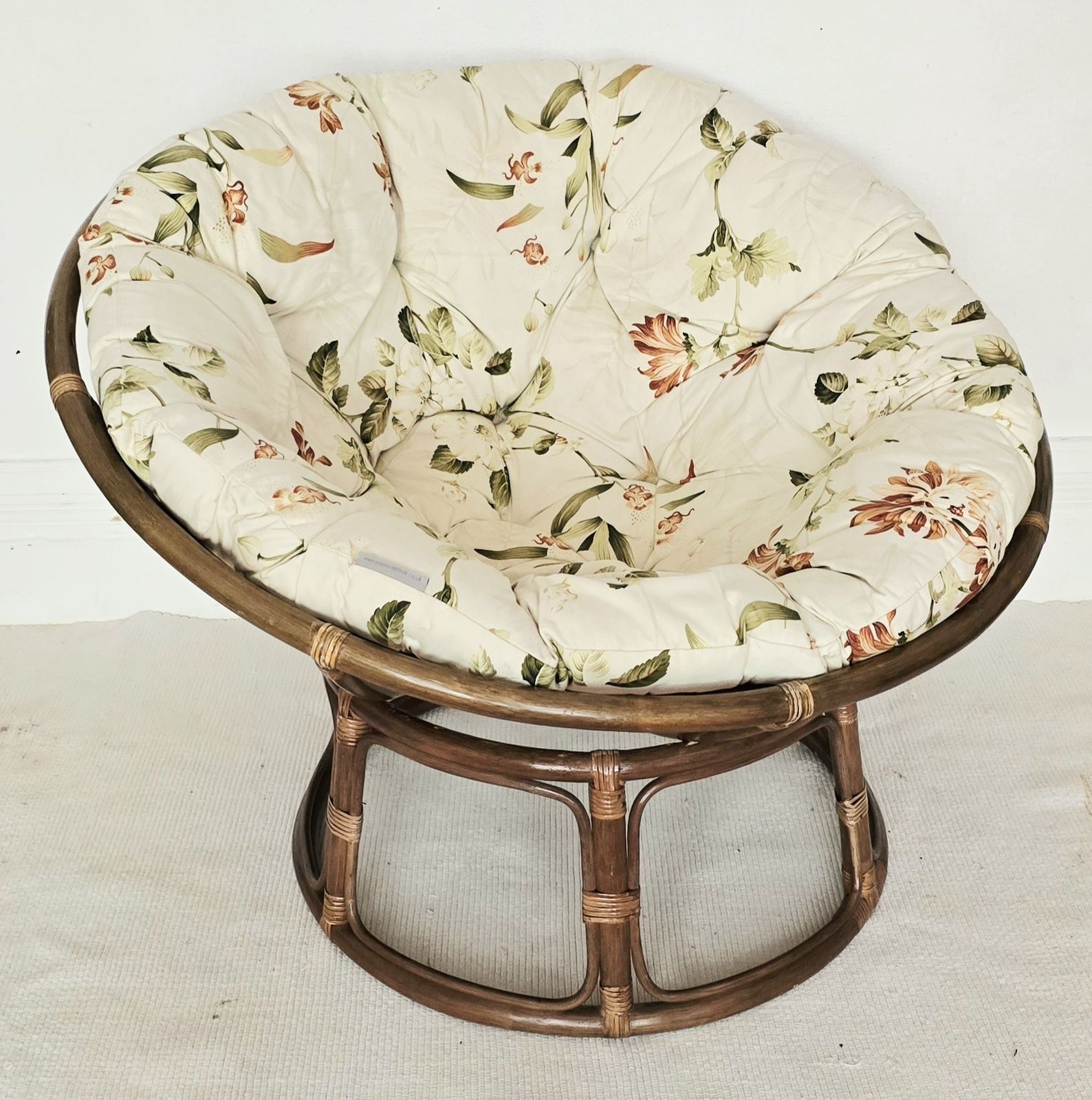 A Mid Century Bamboo Papasan Chair With Original Cushion photo buy