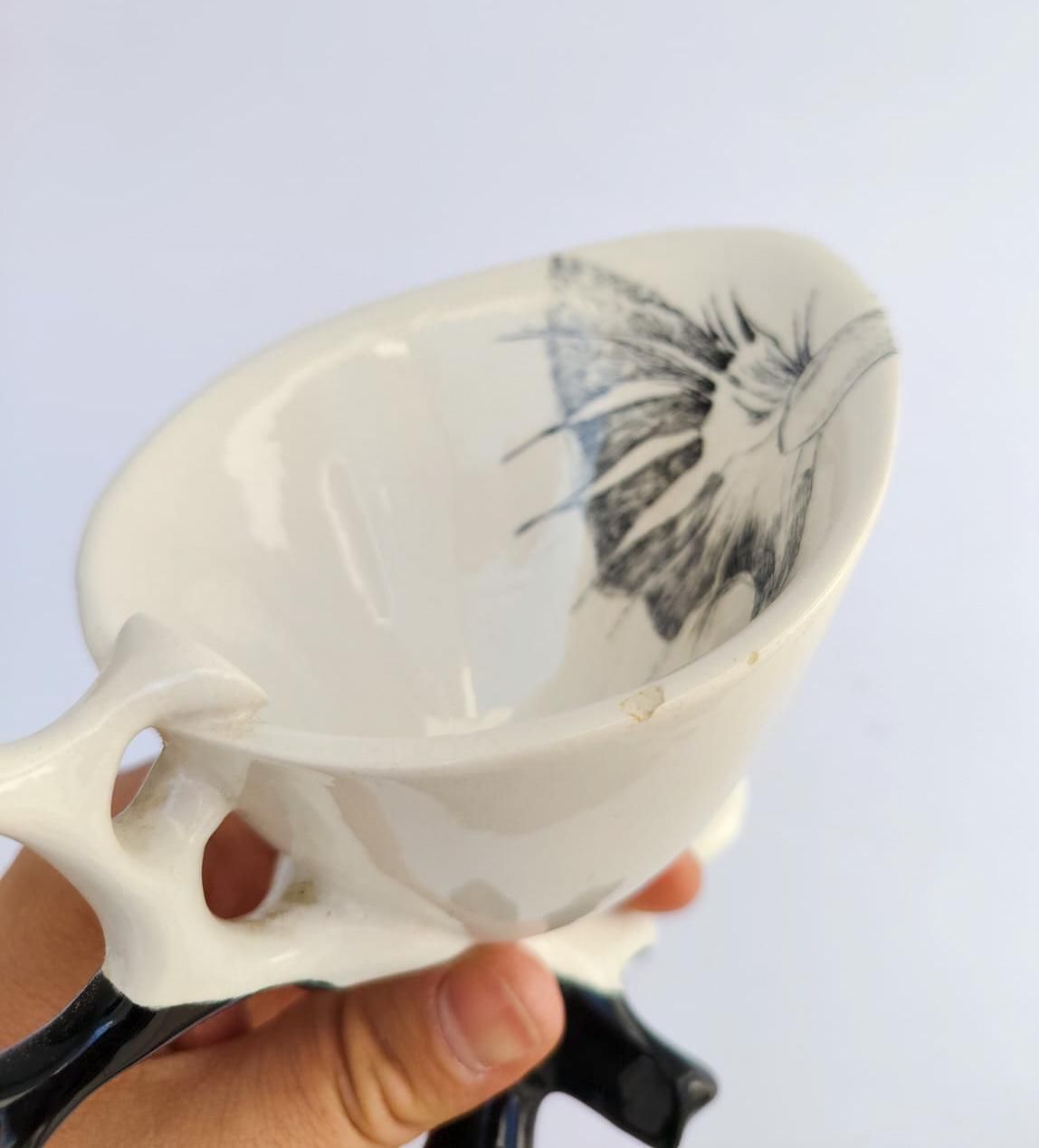 photo vinterior Tasse à thé et soucoupe en céramique Antonia Campi Lavenia C73, design vintage mid-century