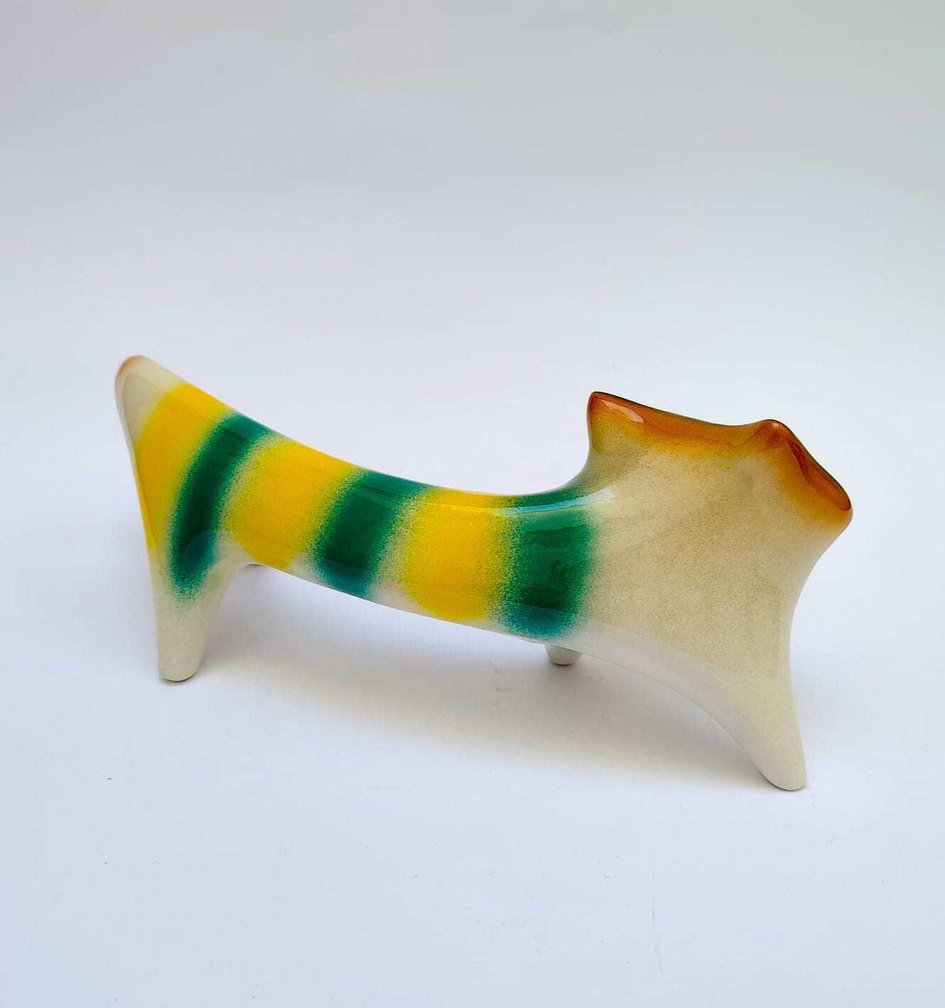Ceramic Cat Figurine By Roberto Rigon, Vintage Futuristic Space Age Design photo 239.0