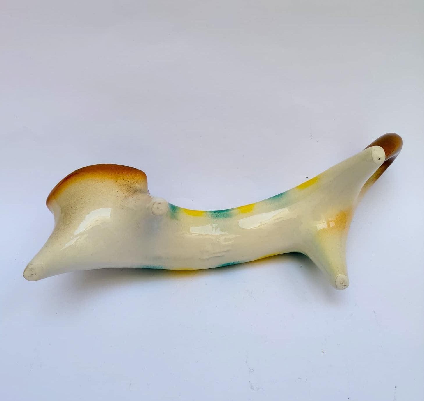 Figurine de chat en céramique par Roberto Rigon, design vintage futuriste Space Age photo vintage