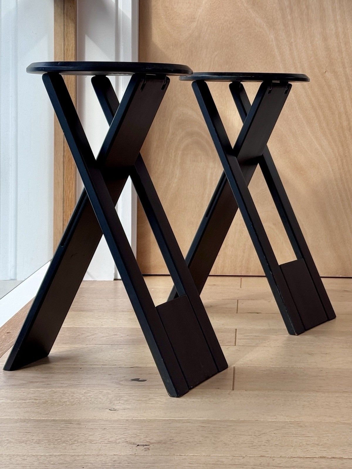 A Pair Of Tall Suzy Stools By Adrian Reed For Princes Design Works Ltd Black Ash photo Furniture