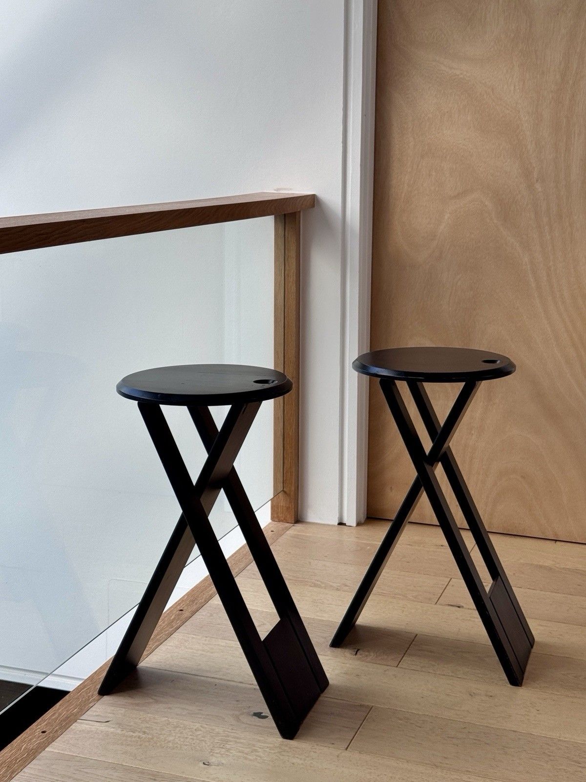 A Pair Of Tall Suzy Stools By Adrian Reed For Princes Design Works Ltd Black Ash photo 120.0