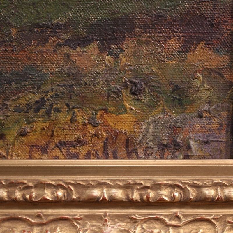 Tableau d'époque, paysage de montagne signé, Italie, XIXe siècle photo Art