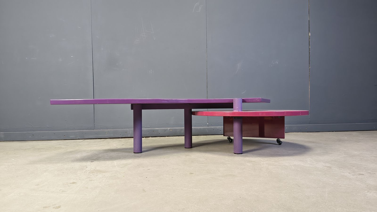 1250.0 Maurizio Salvato Rotating Burlwood Coffee Table For Saporiti Italia, 1980s photo