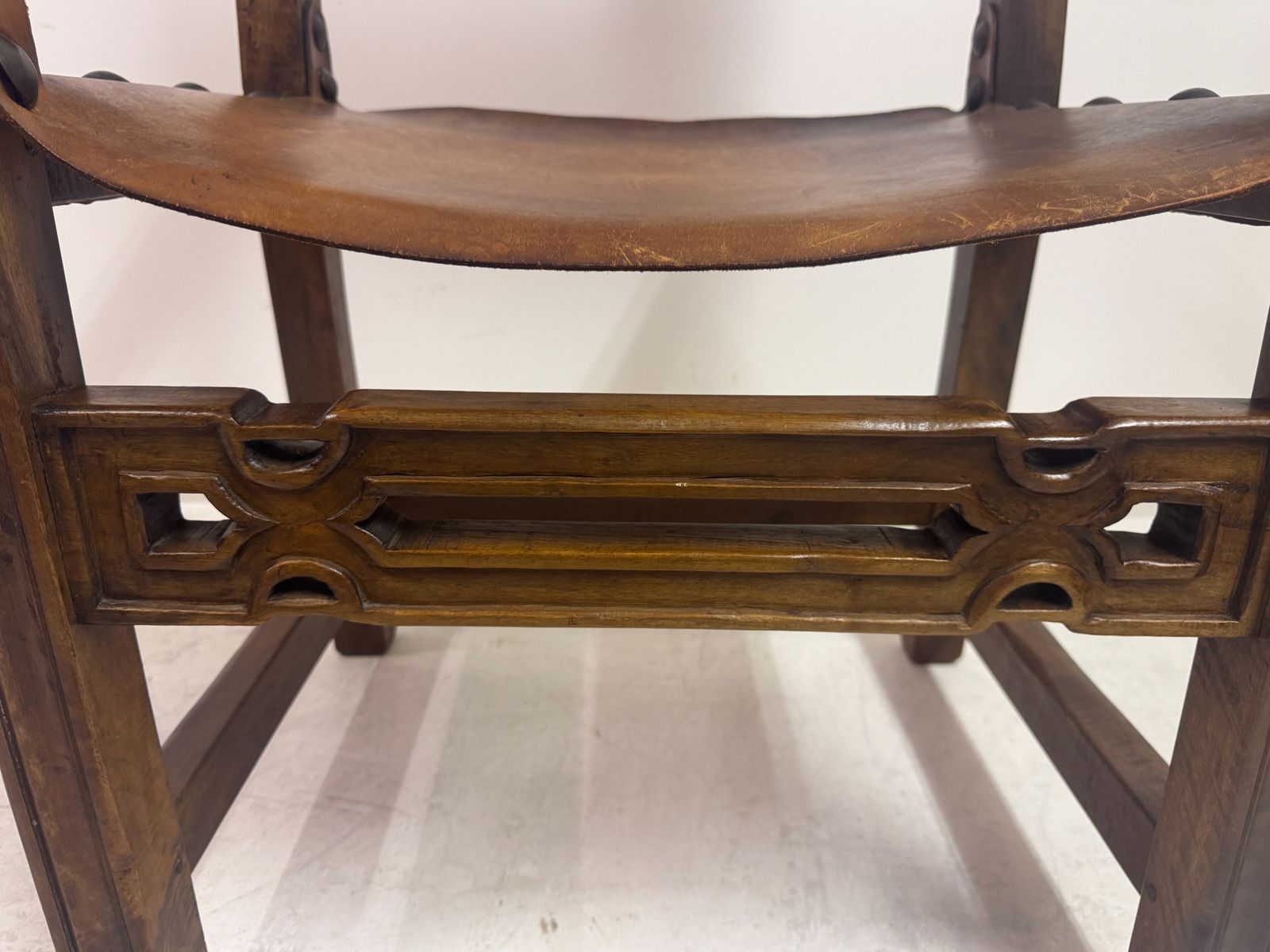 Mid 20th Century Spanish Walnut And Leather  Armchair photo Furniture