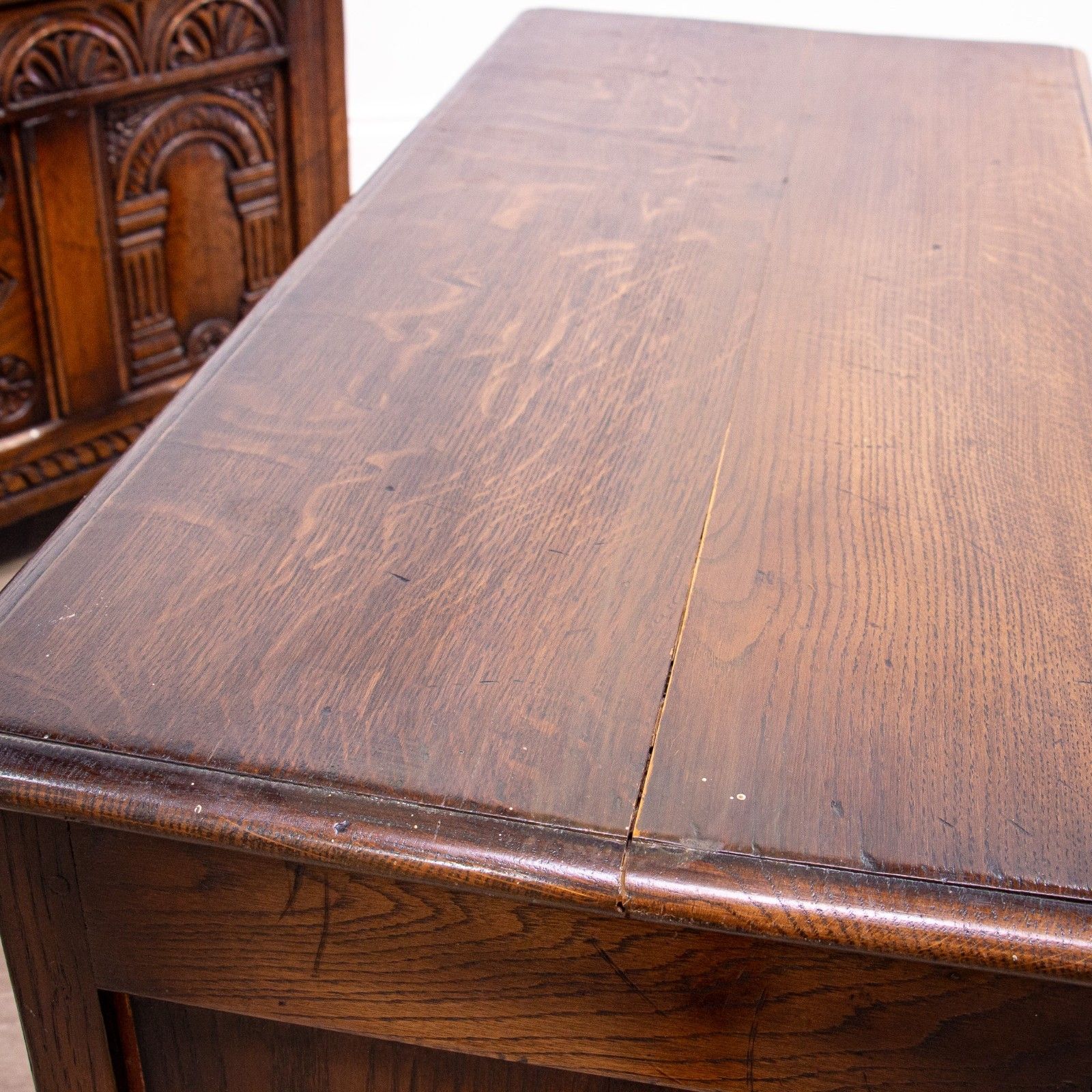 Pair Of 17th Century Style Carved Oak Storage Coffers photo vinterior