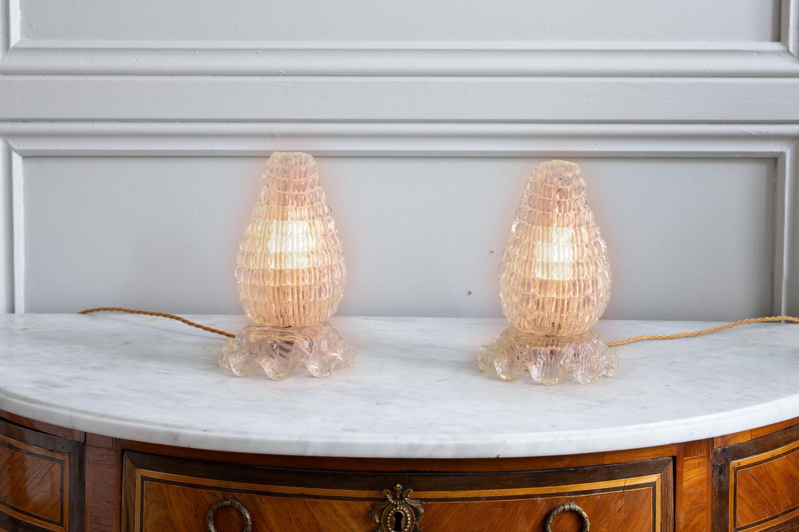 photo furniture Pair Of Murano Glass Table Lamps, Circa 1940, In The Manner Of Ercole Barovier