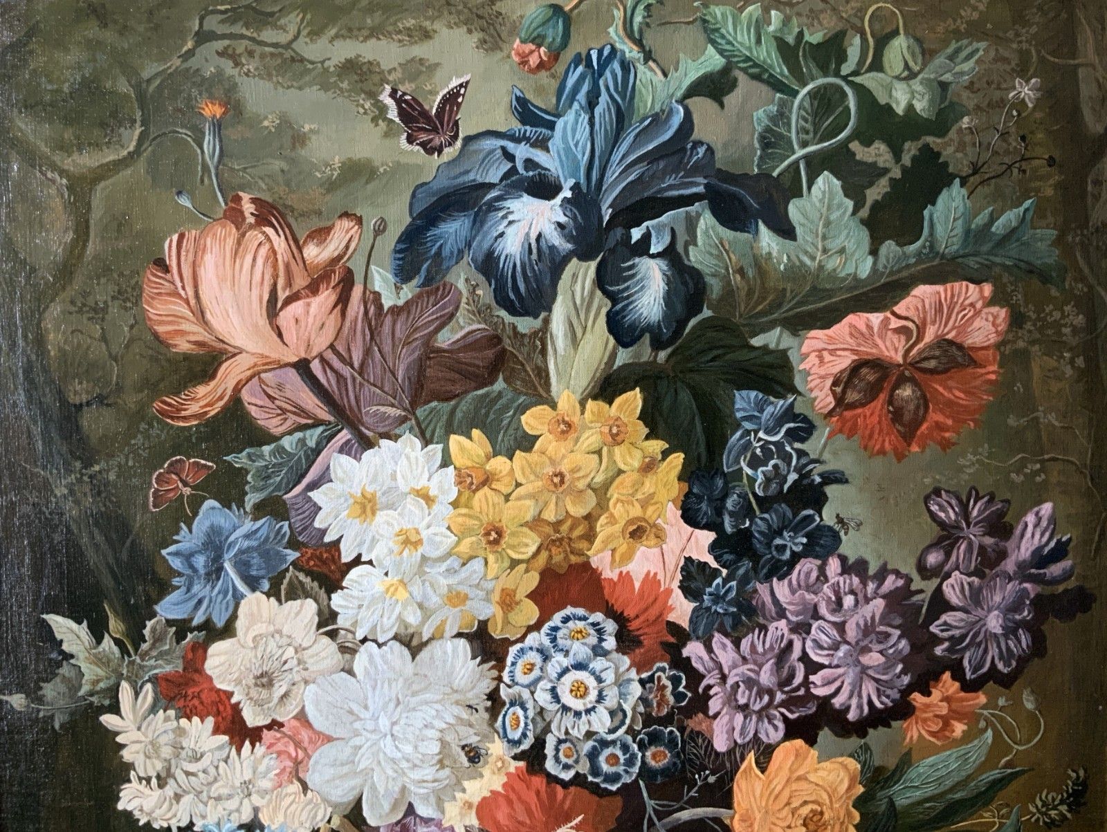 Large Dutch Still Life Oil Painting 18thc Style Floral & Birds Nest (2 Of 2) photo for sale