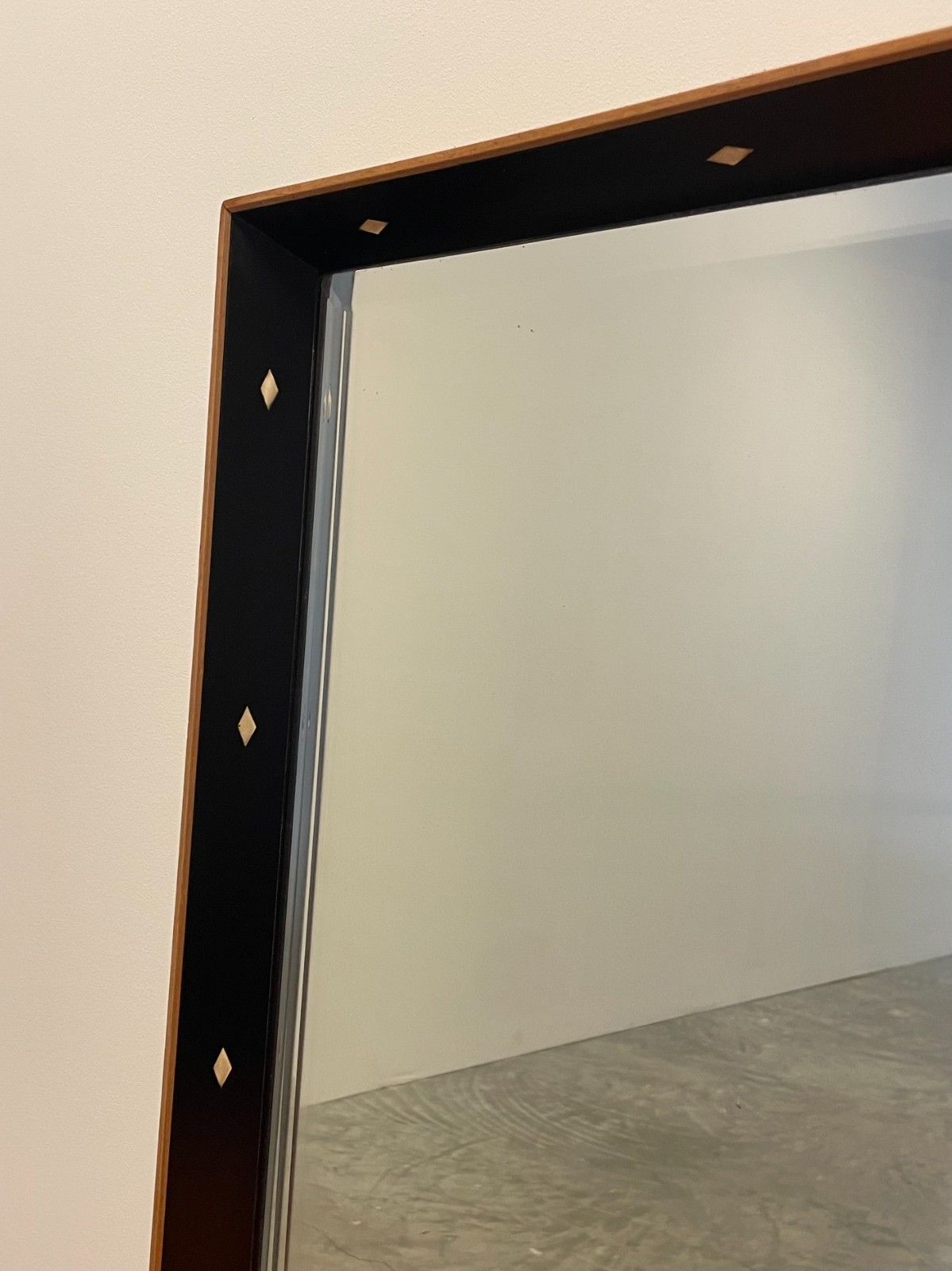Vintage Mid Century The Rowley Gallery Teak Leather Edge Framed Wall Mirror photo Home Decor