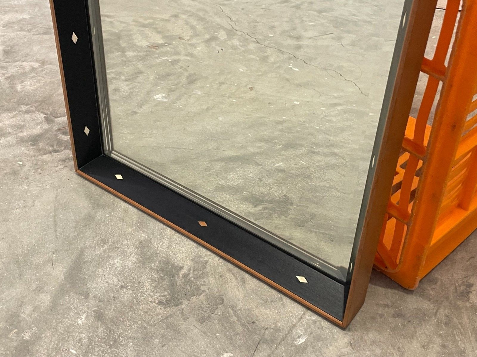 Vintage Mid Century The Rowley Gallery Teak Leather Edge Framed Wall Mirror photo 300.0