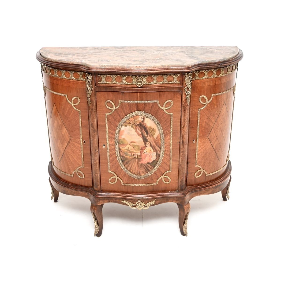 Antique French Marble Top Painted Cabinet photo furniture