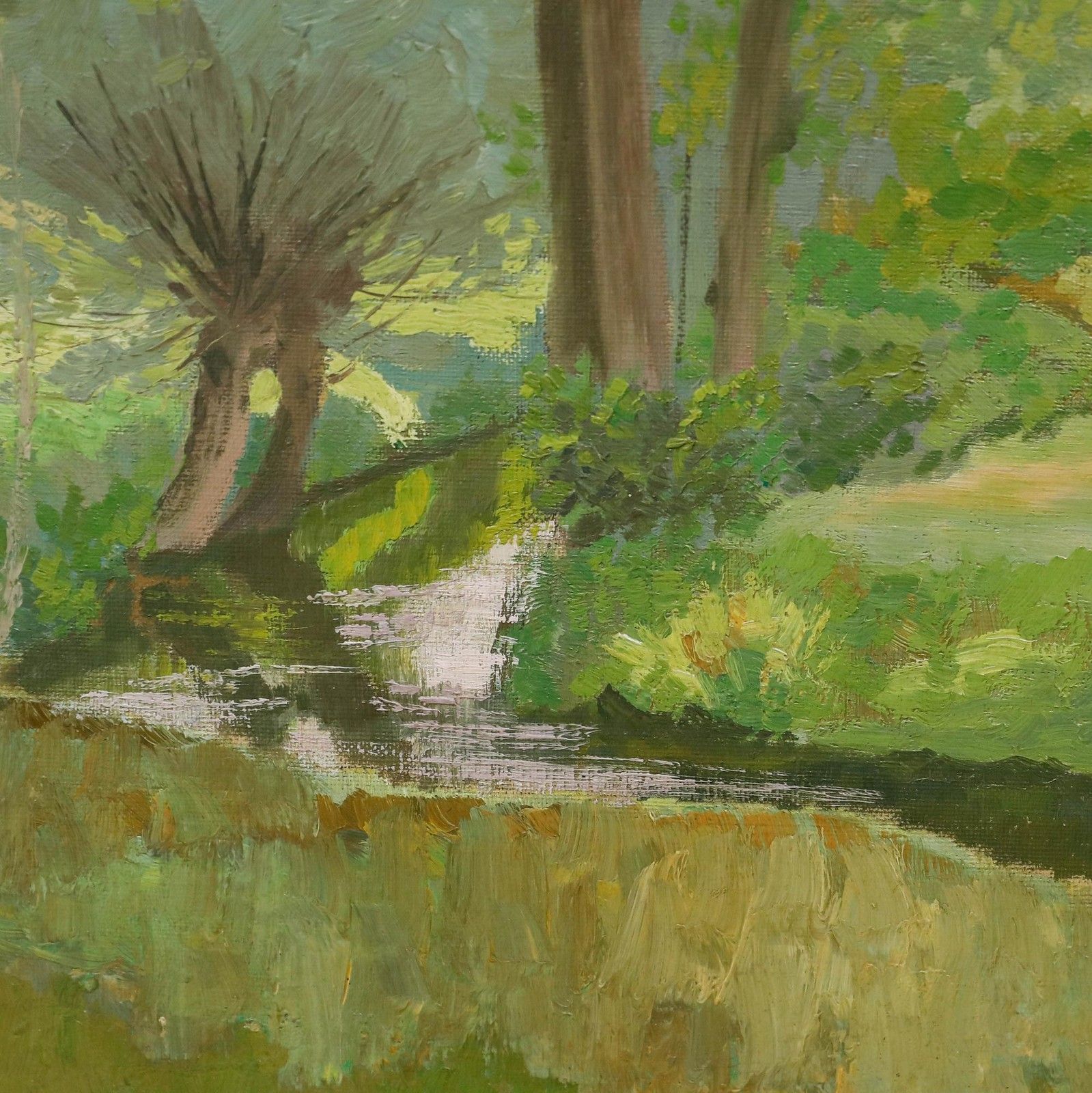 Eva Langkammer (1884 1980) Framed Mid 20th Century Oil, Summer Stream photo Art