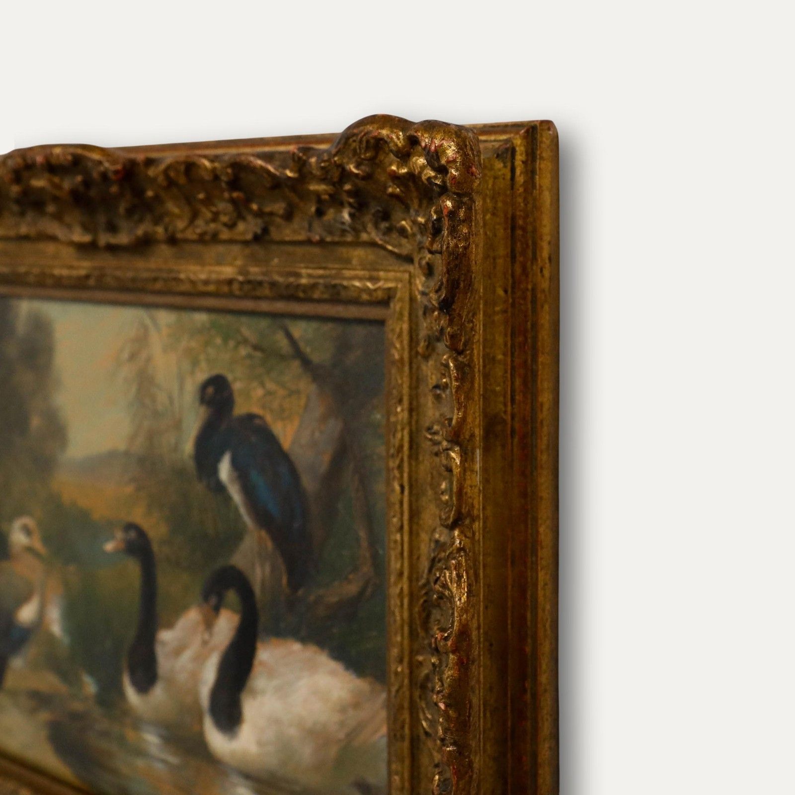 Julius Scheuerer (1859 1913) Framed Oil, Waterfowl By A Stream photo buy