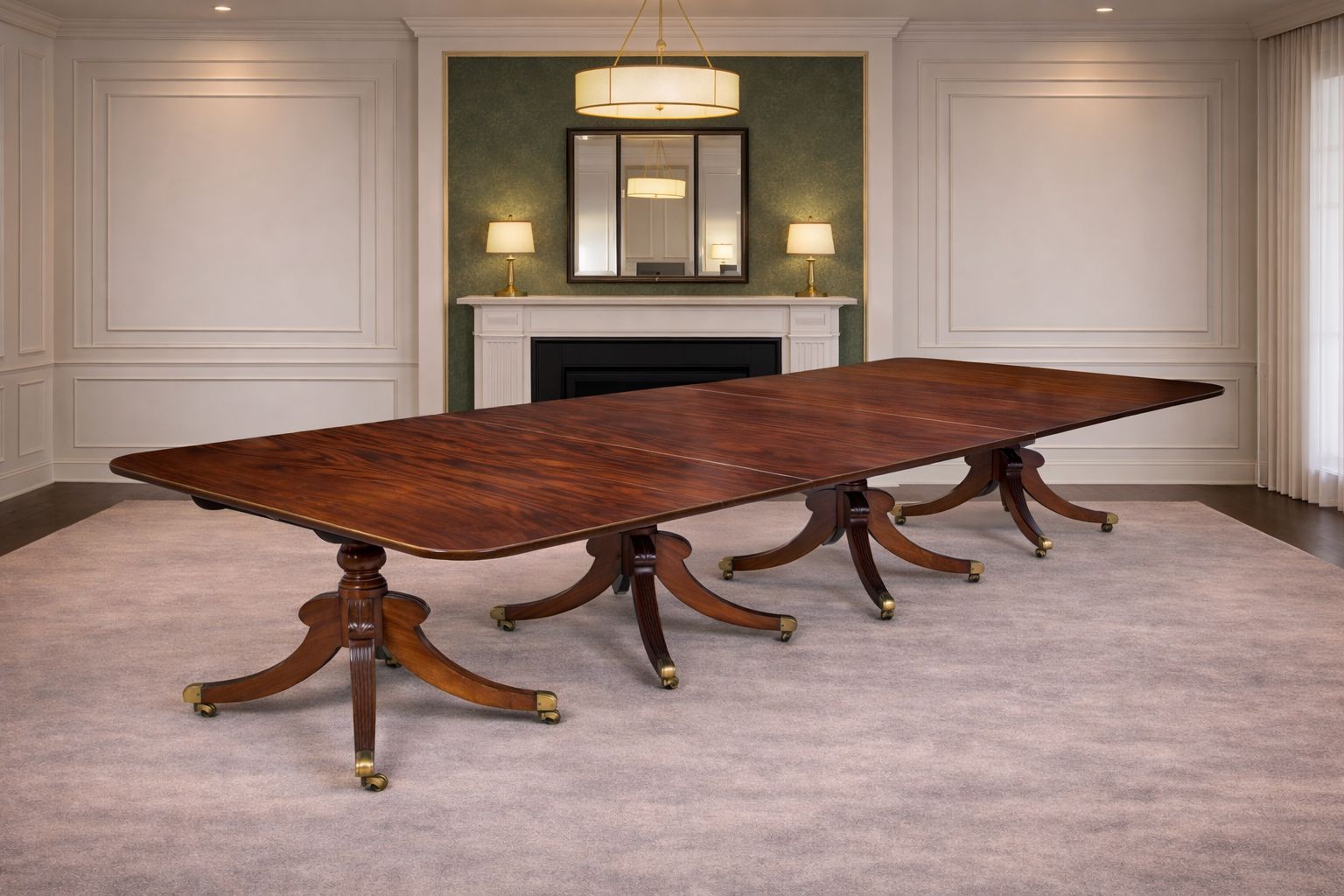 Exceptional ​​Antique Four Pedestal Dining Table With Three Leaves To Seat 24 photo furniture