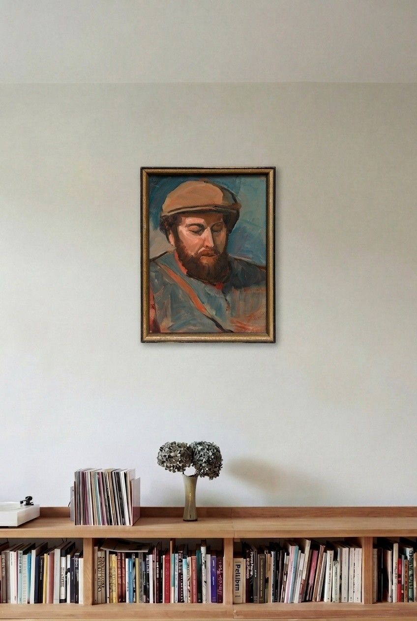 American School Mid 20th Century Oil A Moment Of Rest photo for sale