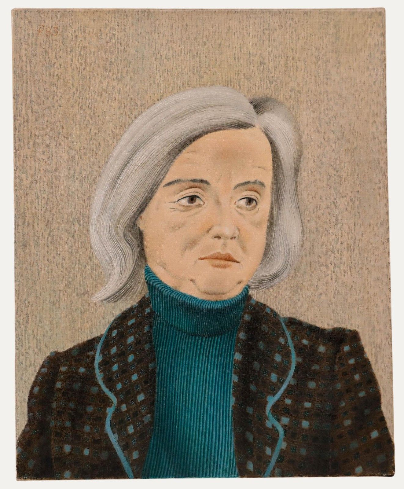 Francis Plummer (1930 2019) 20th Century Oil, The Teal Turtleneck