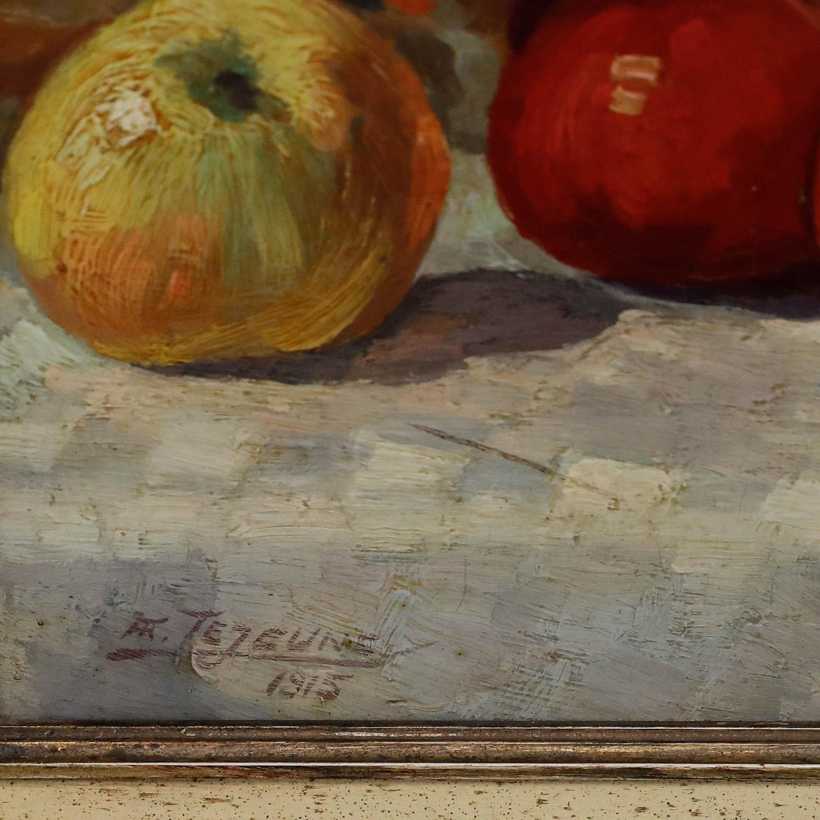 photo for sale Frans Lejeune (1879 1963) Framed Oil, Still Life Of Wine & Apples