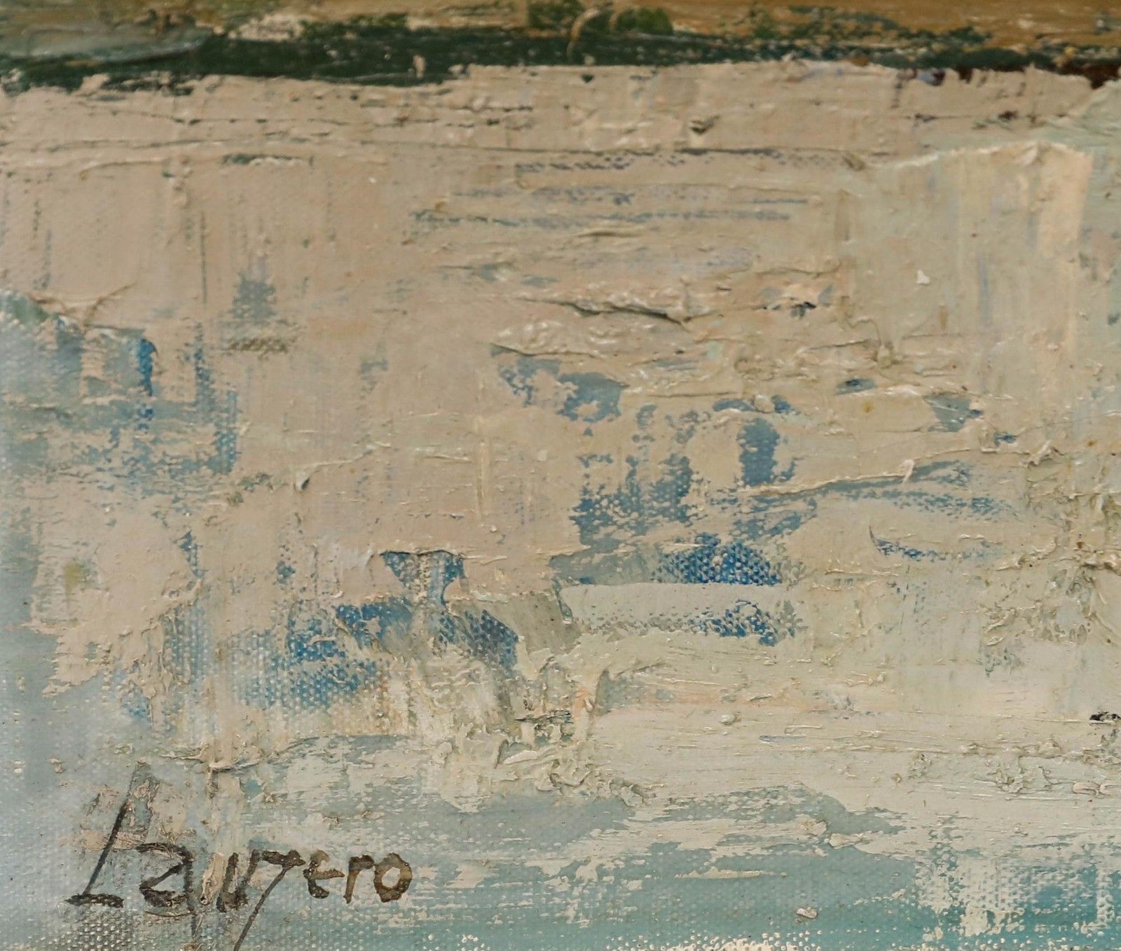 Albert Lauzero (1909 2006) Impasto 20th Century Oil, On The Riverbank photo vinterior