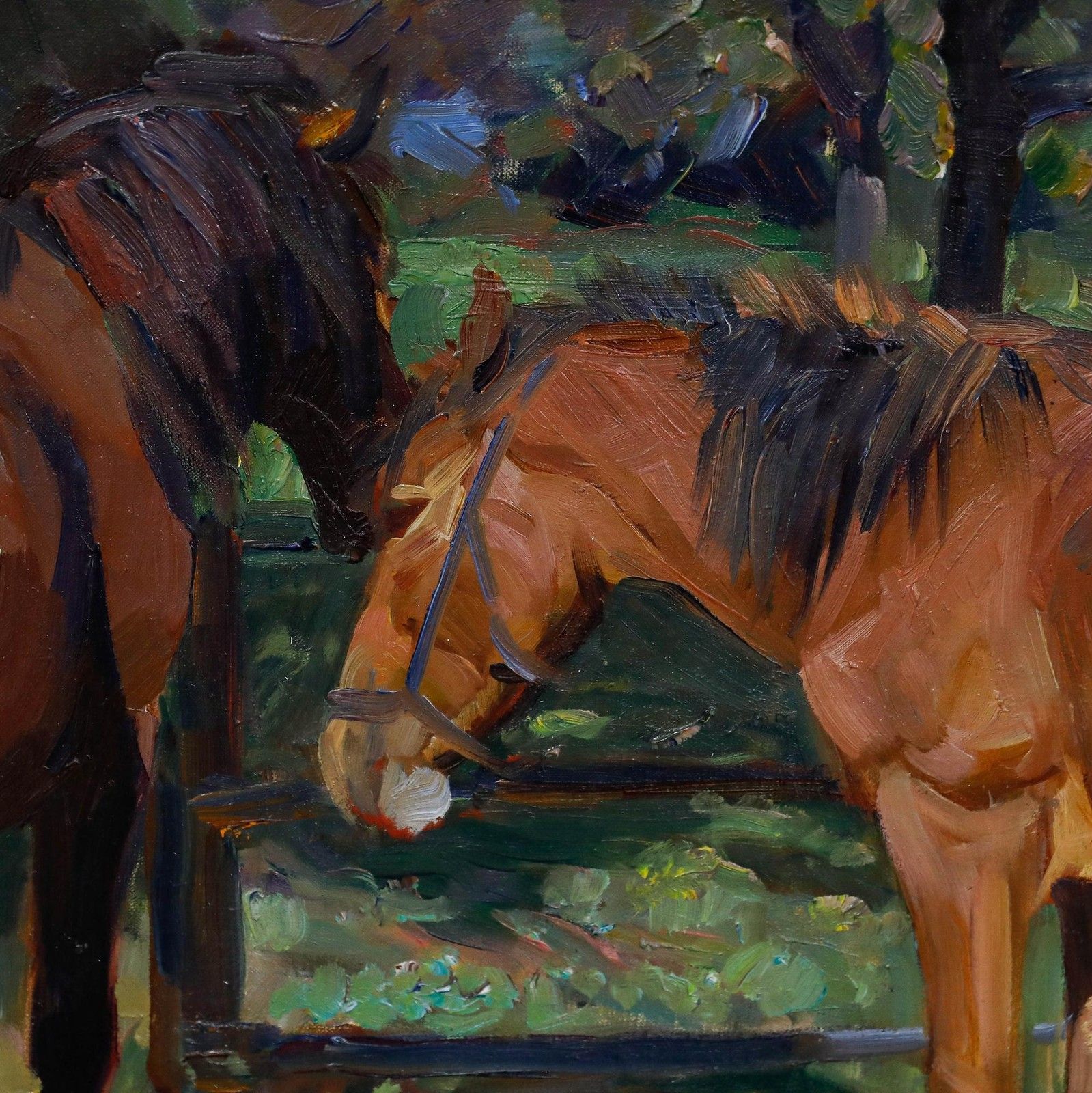 Rudolf Schacht (1900 1974) 20th Century Oil, Horses In The Paddock photo vinterior