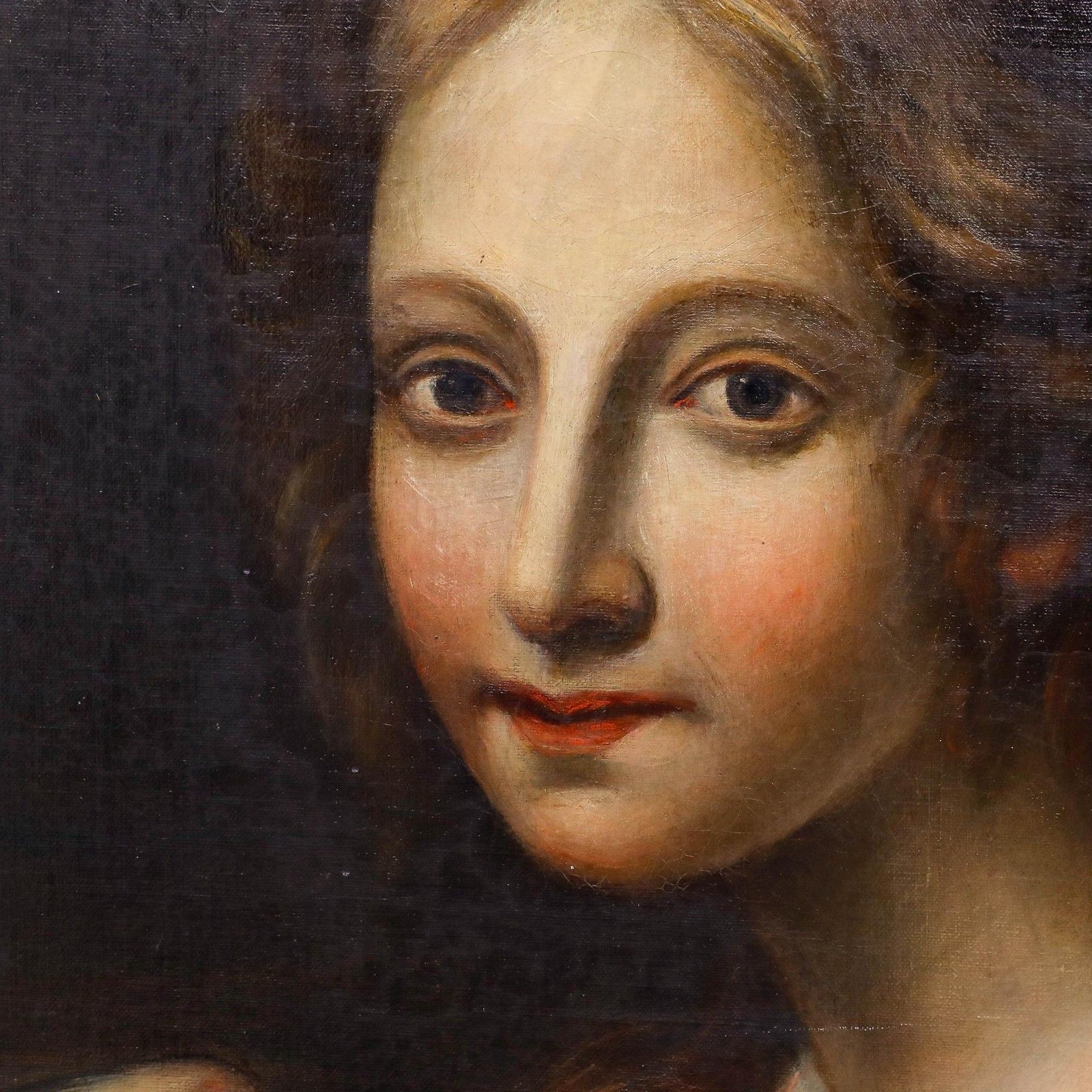 After Carlo Dolci Framed 19th Century Oil, Saint Agnes Of Rome With The Lamb photo vintage