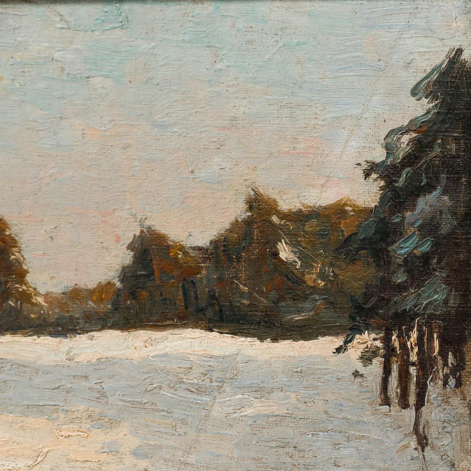 Hermanus Van Oosterzee (1863 1933) Early 20th Century Oil, Snowy Forest photo Art