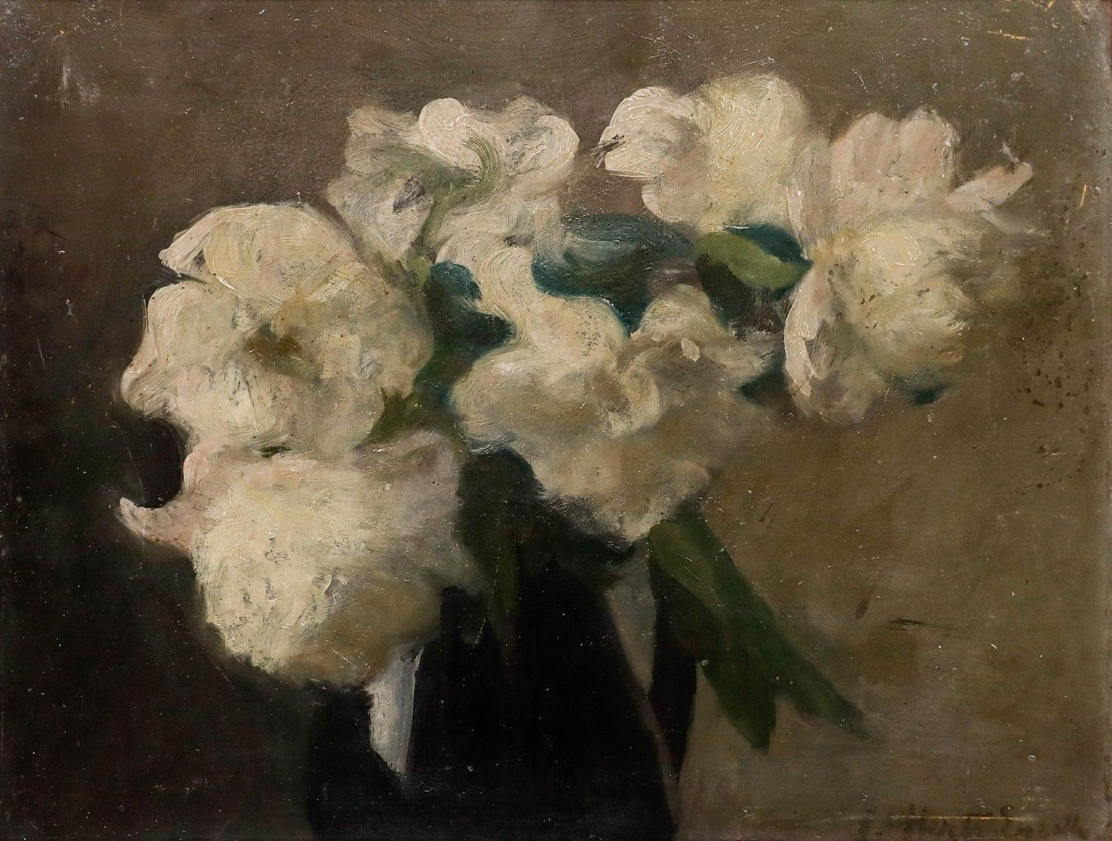 Cecile Hertz Eyrolles (1875 1974) Framed Oil, White Peonies In A Vase photo furniture