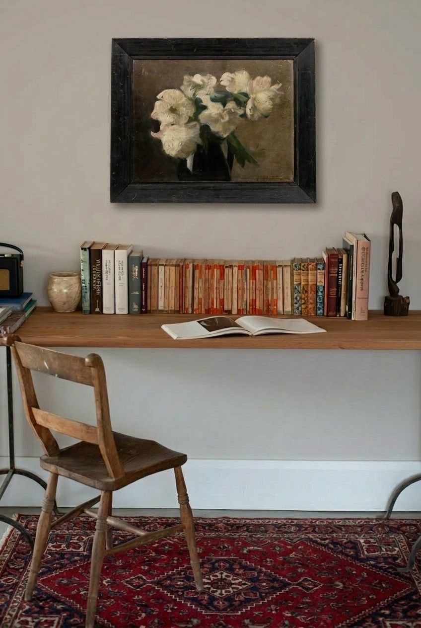 Cecile Hertz Eyrolles (1875 1974) Framed Oil, White Peonies In A Vase photo for sale