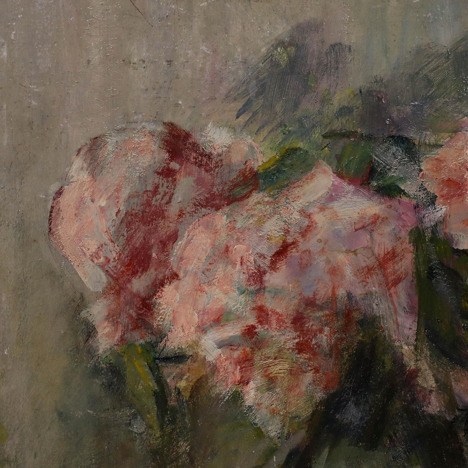 Cecile Hertz Eyrolles (1875 1974) Framed Mid 20th Century Oil, Pink Peonies photo 695.0