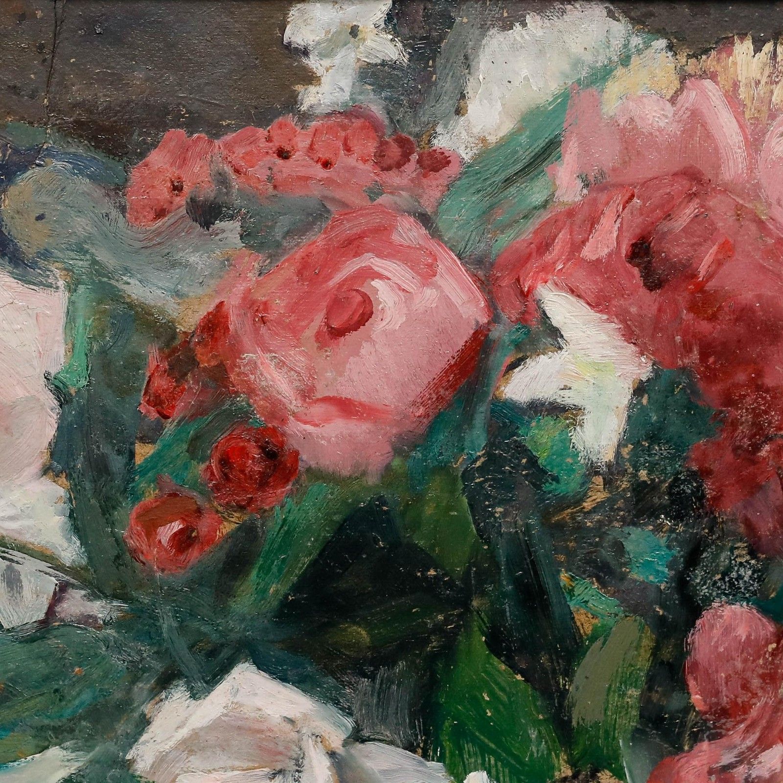 Cecile Hertz Eyrolles (1875 1974) Mid 20th Century Oil, Still Life With Roses photo vintage