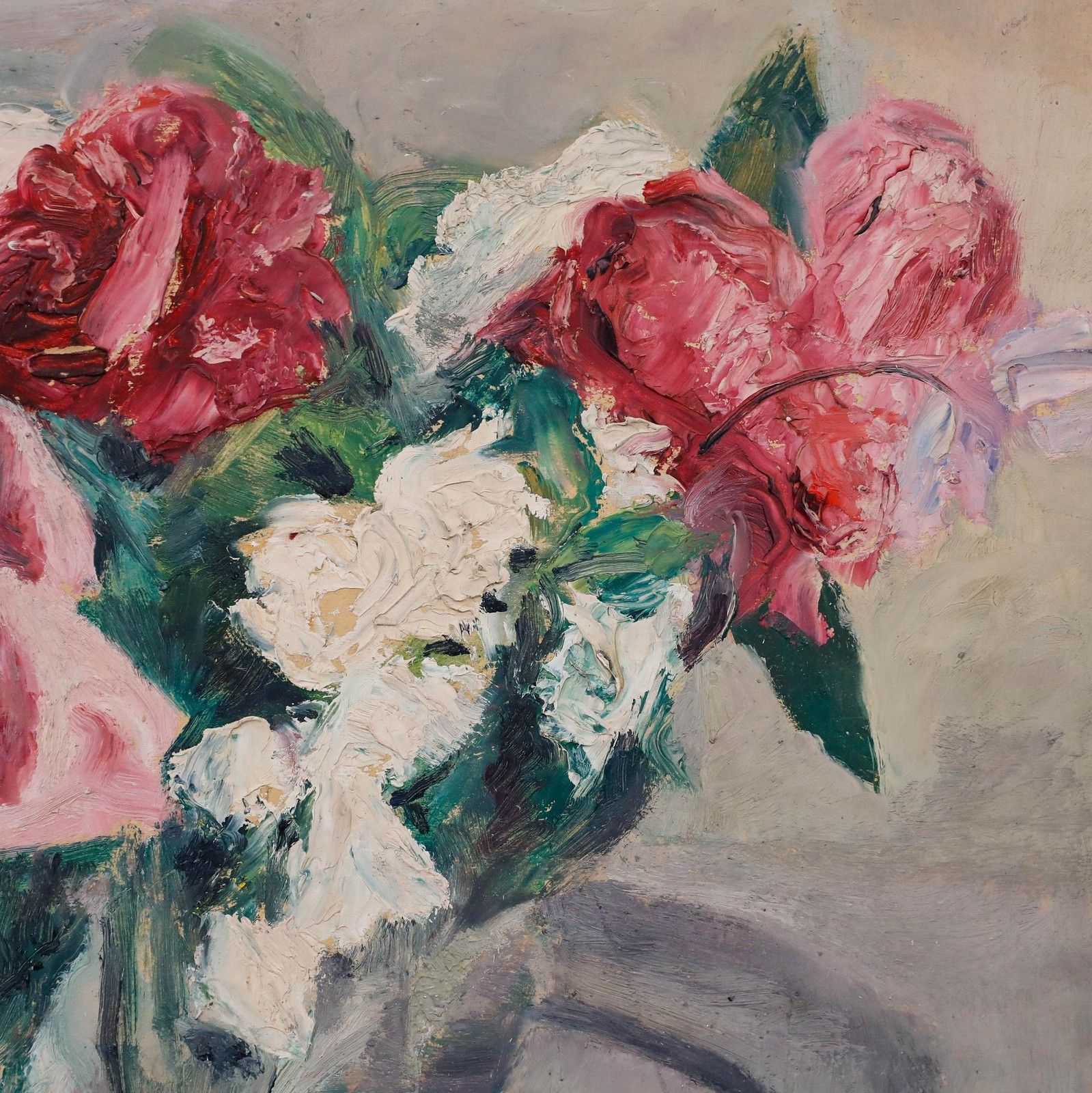 Cecile Hertz Eyrolles (1875 1974) Framed Oil, Pink & White Bouquet photo vinterior