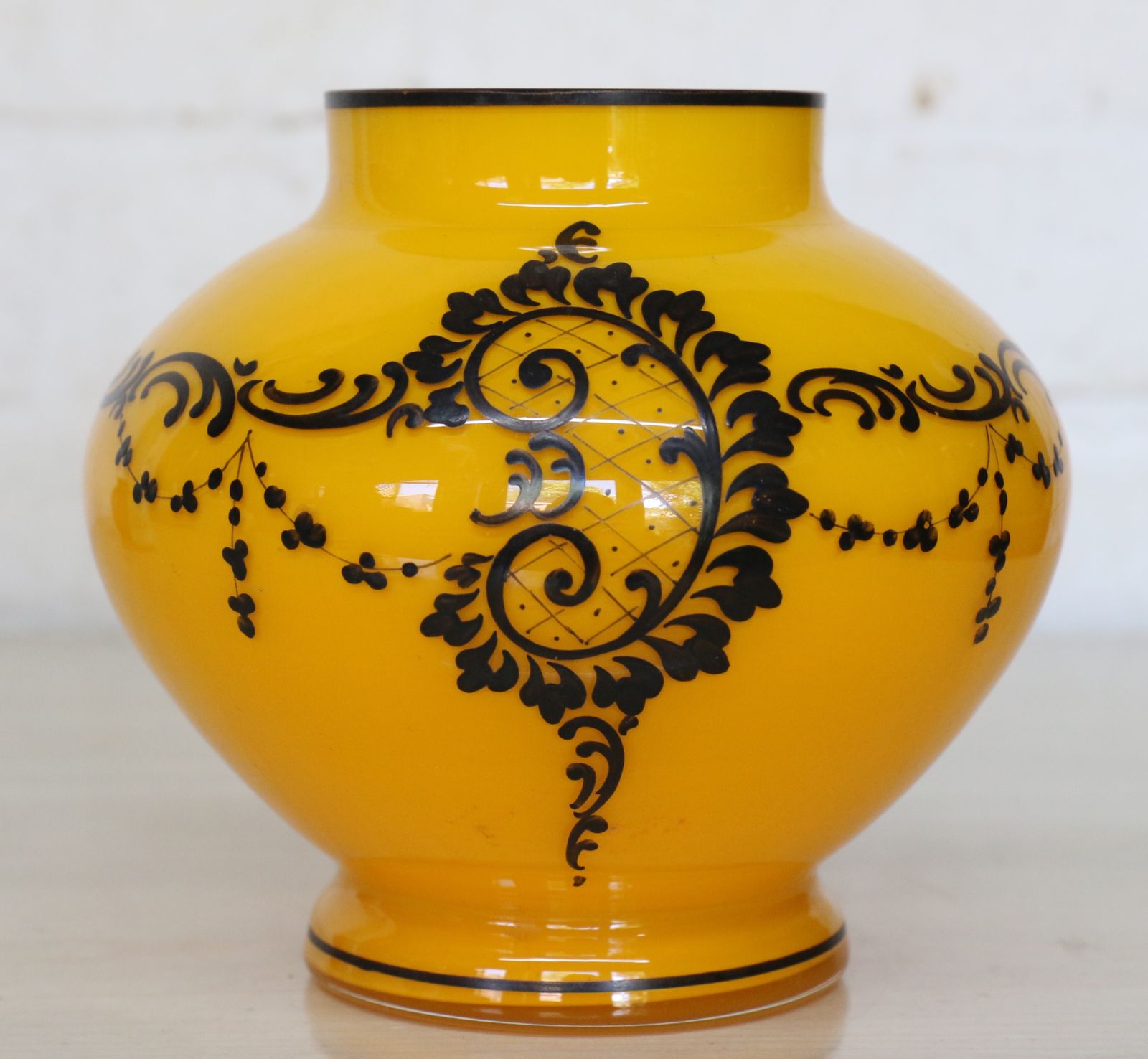 An Antique Bohemian Tango Art Glass Vase Kralik Loetz Very Striking Orange & Black photo furniture