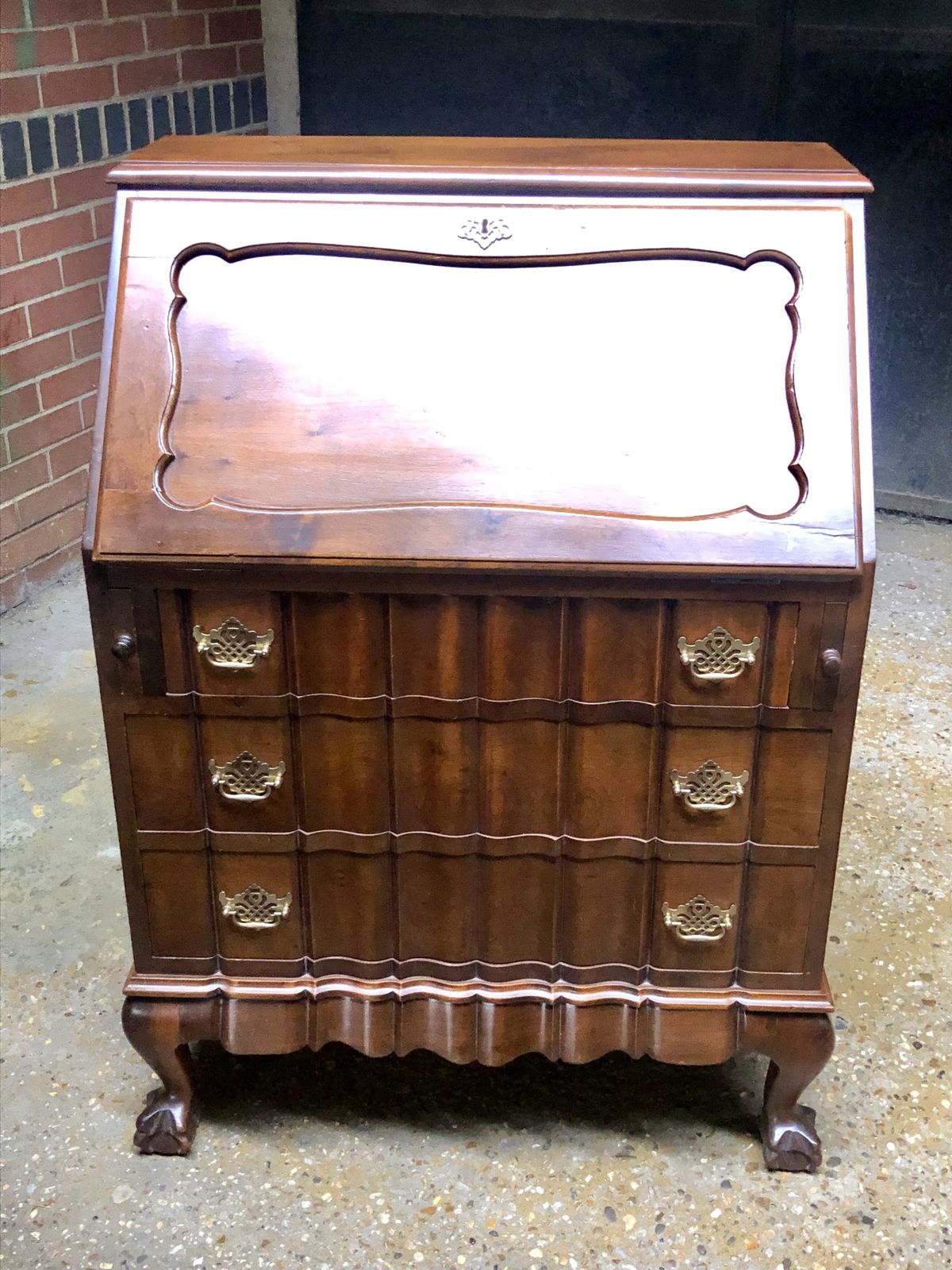 Georgian Serpentine Front Bureau With Claw And Ball Feet photo furniture