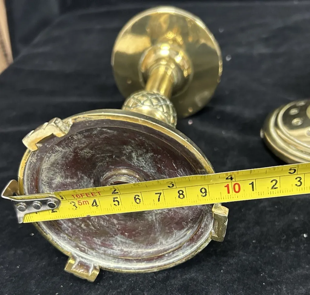 photo buy Pair Brass Candlesticks Gothic Revival Victorian