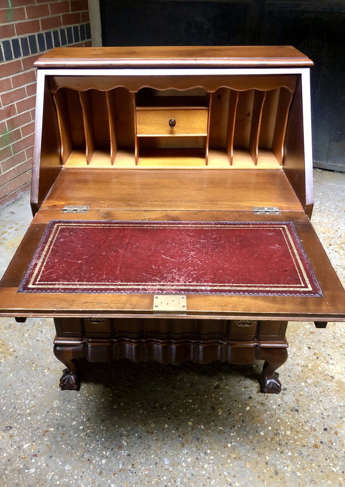 Georgian Serpentine Front Bureau With Claw And Ball Feet photo vintage