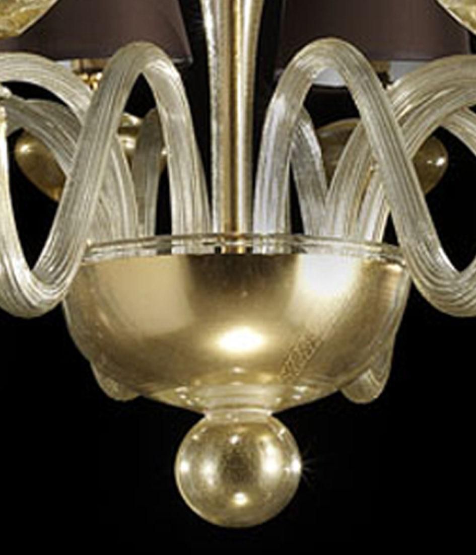 Contemporary Modern Gold Murano Glass Chandelier photo Lighting