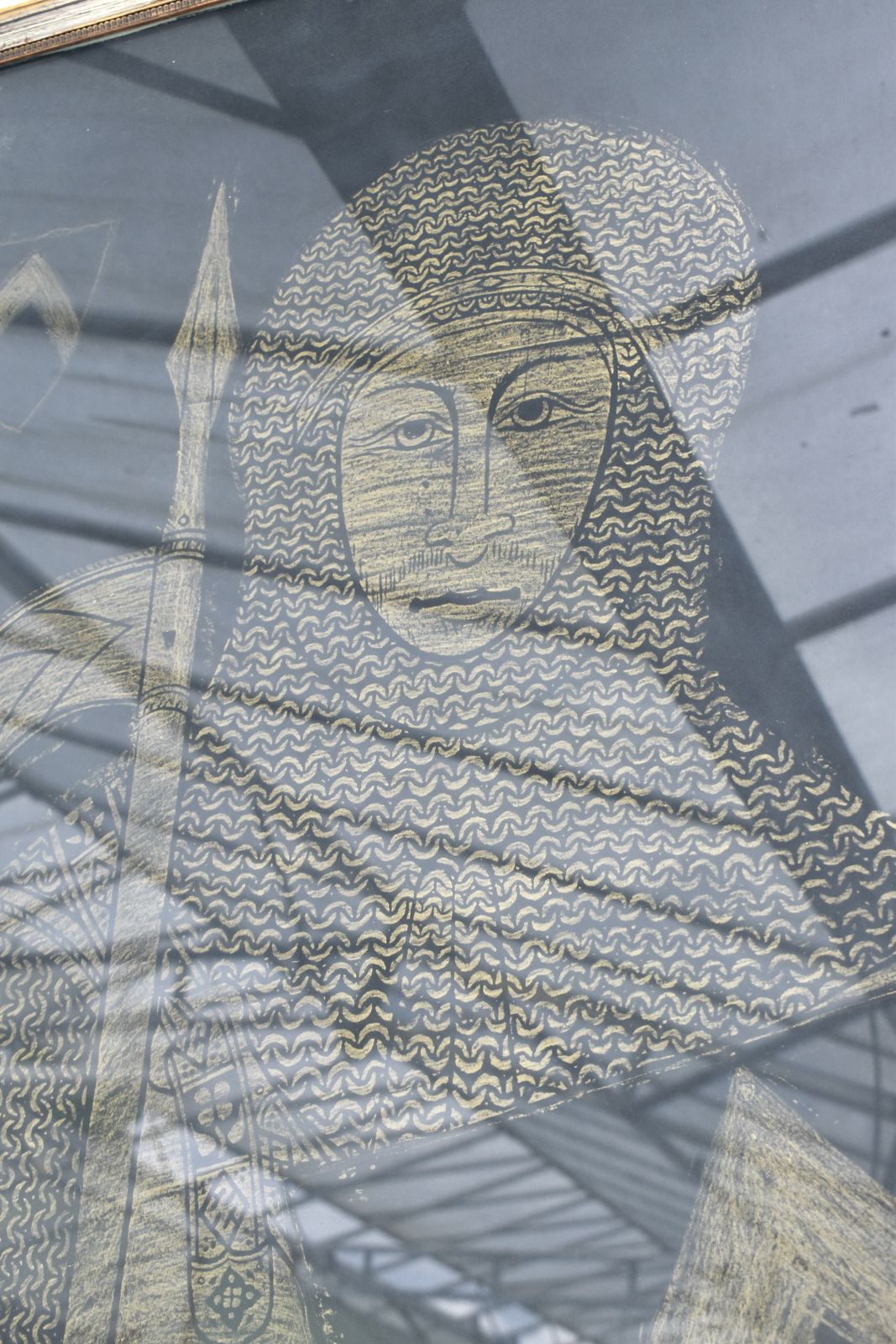 photo for sale Monumental Brass Rubbing Of A Medieval Knight Sir John D'aubernoun