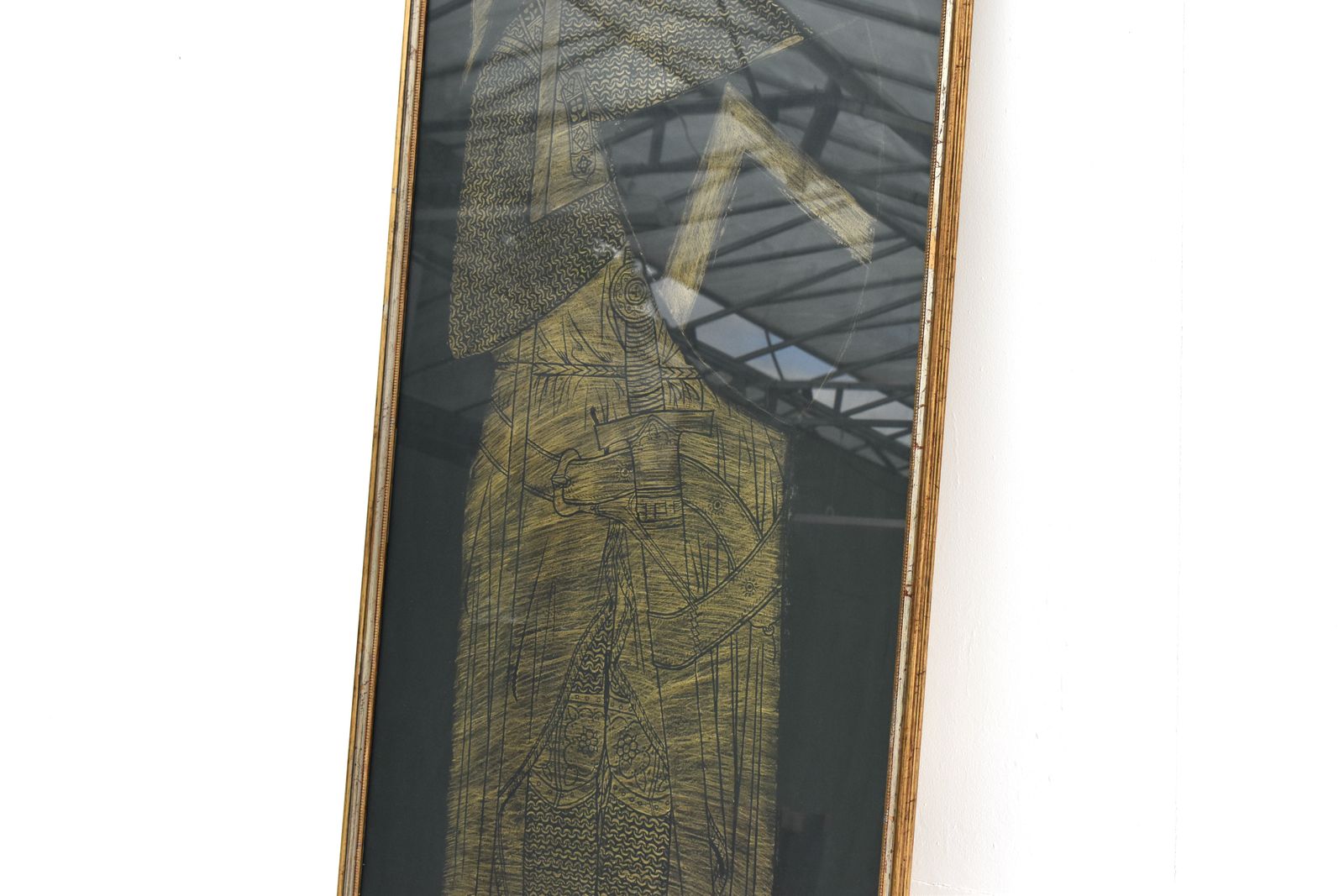 photo vinterior Monumental Brass Rubbing Of A Medieval Knight Sir John D'aubernoun