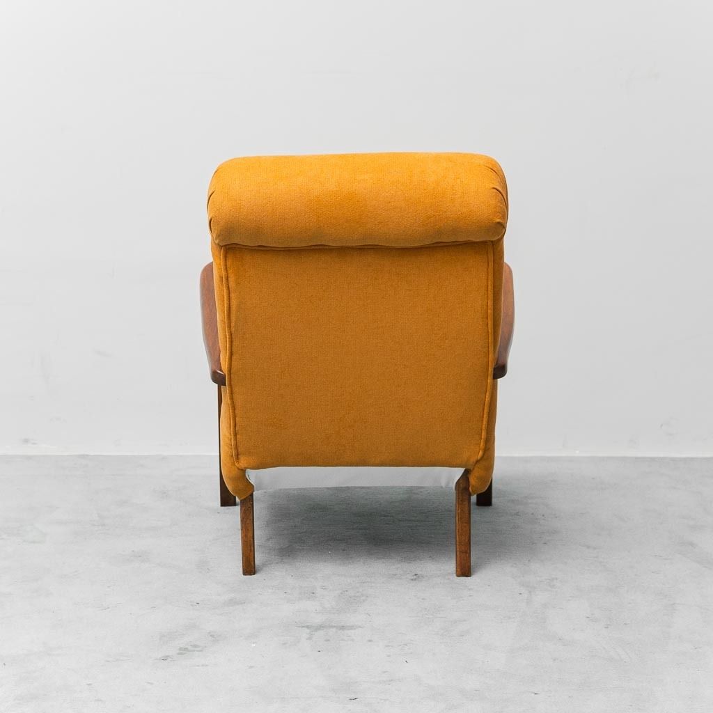 Furniture Vintage Scandinavian Armchair In Orange Fabric And Wood, 1960s, Modern Antiques photo