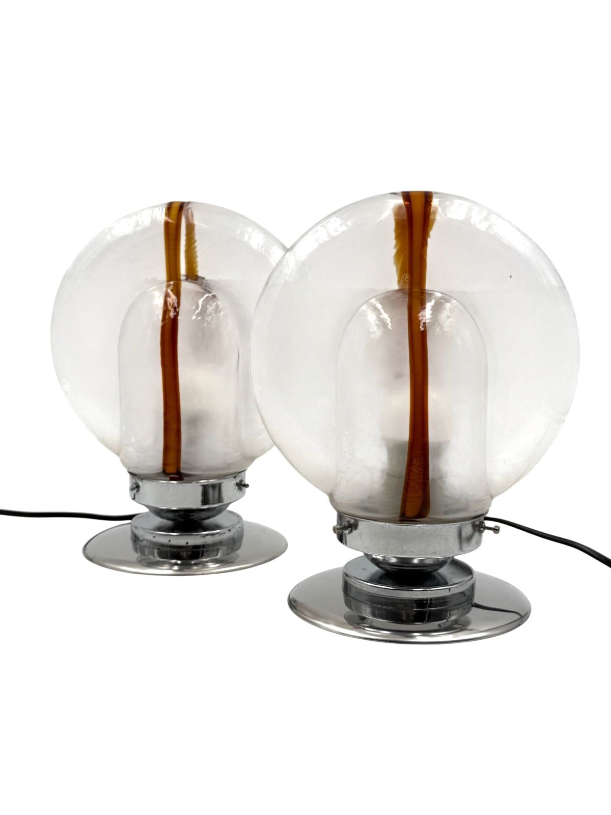 Toni Zuccheri, Set Of 2 Of Murano Blown Glass Lamps, Mazzega, Murano Italy 1970s photo 650.0